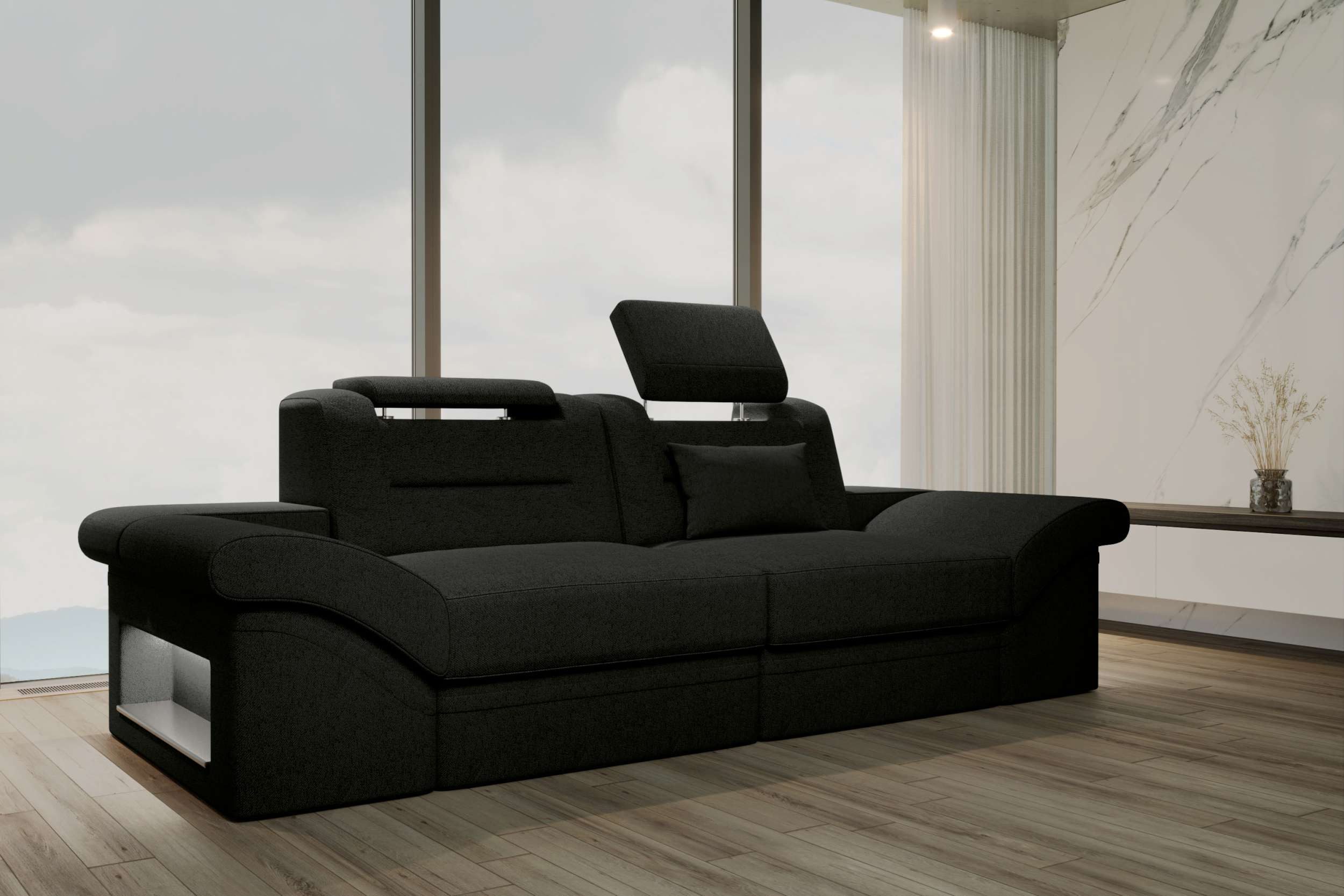 Sofa Dreams Polstergarnitur 2-Sitzer Polstersofa Monza, (Sofa, Big-Sofa), Designersofa Couch, 1 Zierkisse inklusive, LED