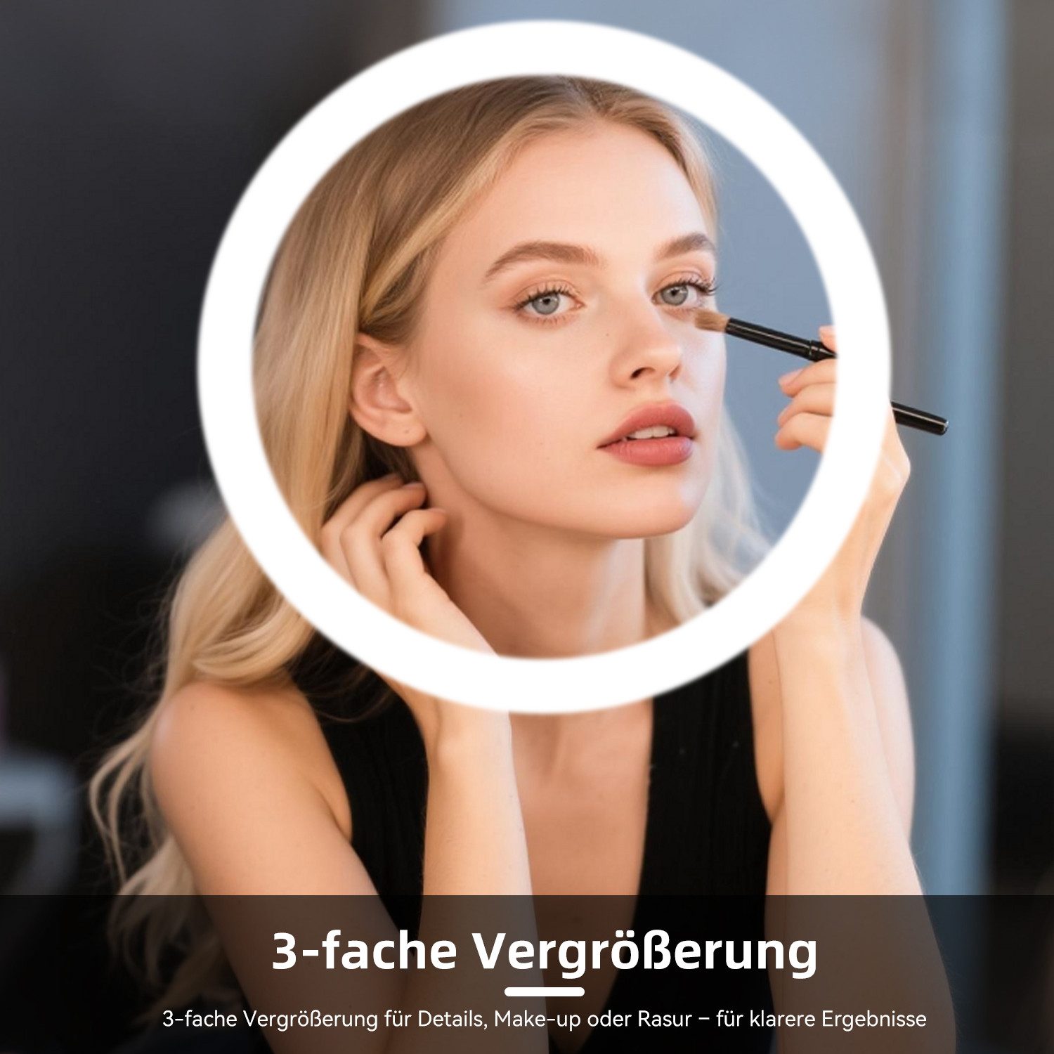 oyajia Badspiegel mit Beleuchtung LED Wandspiegel Antibeschlag Badspiegel 3X Spiegel, 3 Lichtfarben Dimmbare mit Touch-Steuerung, IP44, Memory Funktion, Uhr – Bild 5 von 5