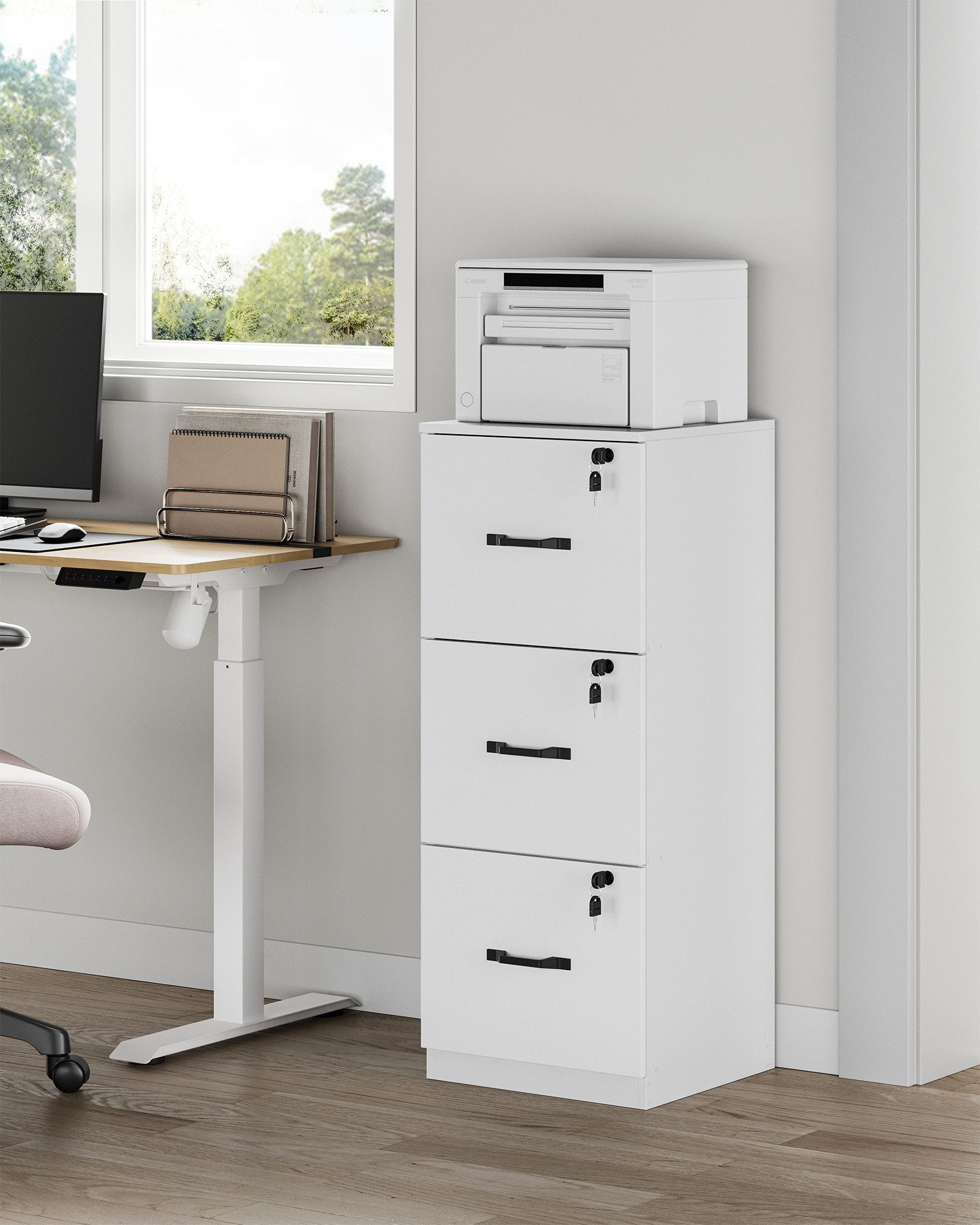 VASAGLE Aktenschrank Büroschrank, Druckerständer, mit 3 günstig online kaufen
