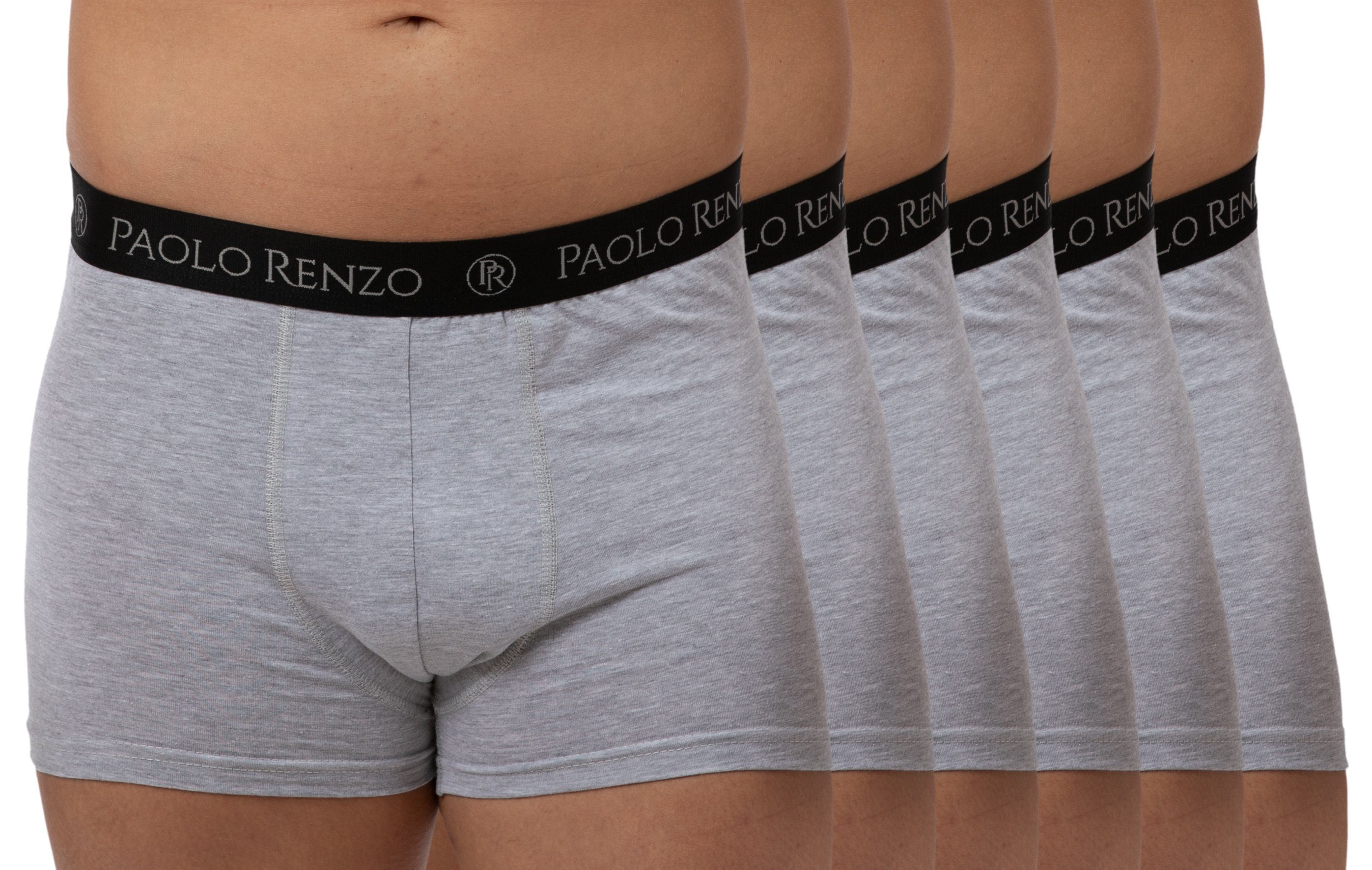 Paolo Renzo Boxershorts (6-St) Atmungsaktive Fitted Herren Boxer Shorts / Hipster Shorts aus hochwertiger Baumwolle in verschiedenen Farben und Größen