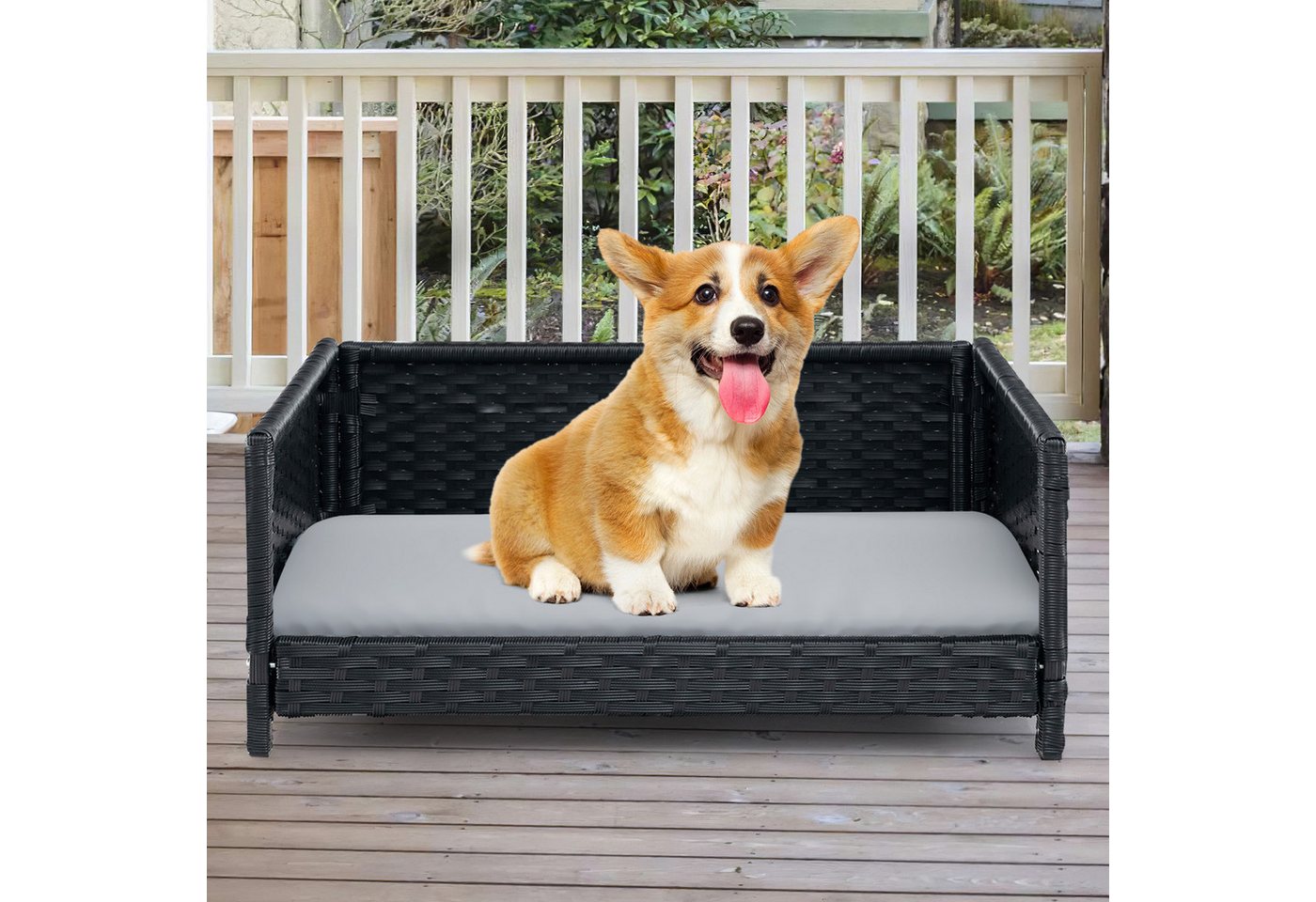 Thumbnail - KOMFOTTEU Tierbett, Hundebett Rattan mit Kissen