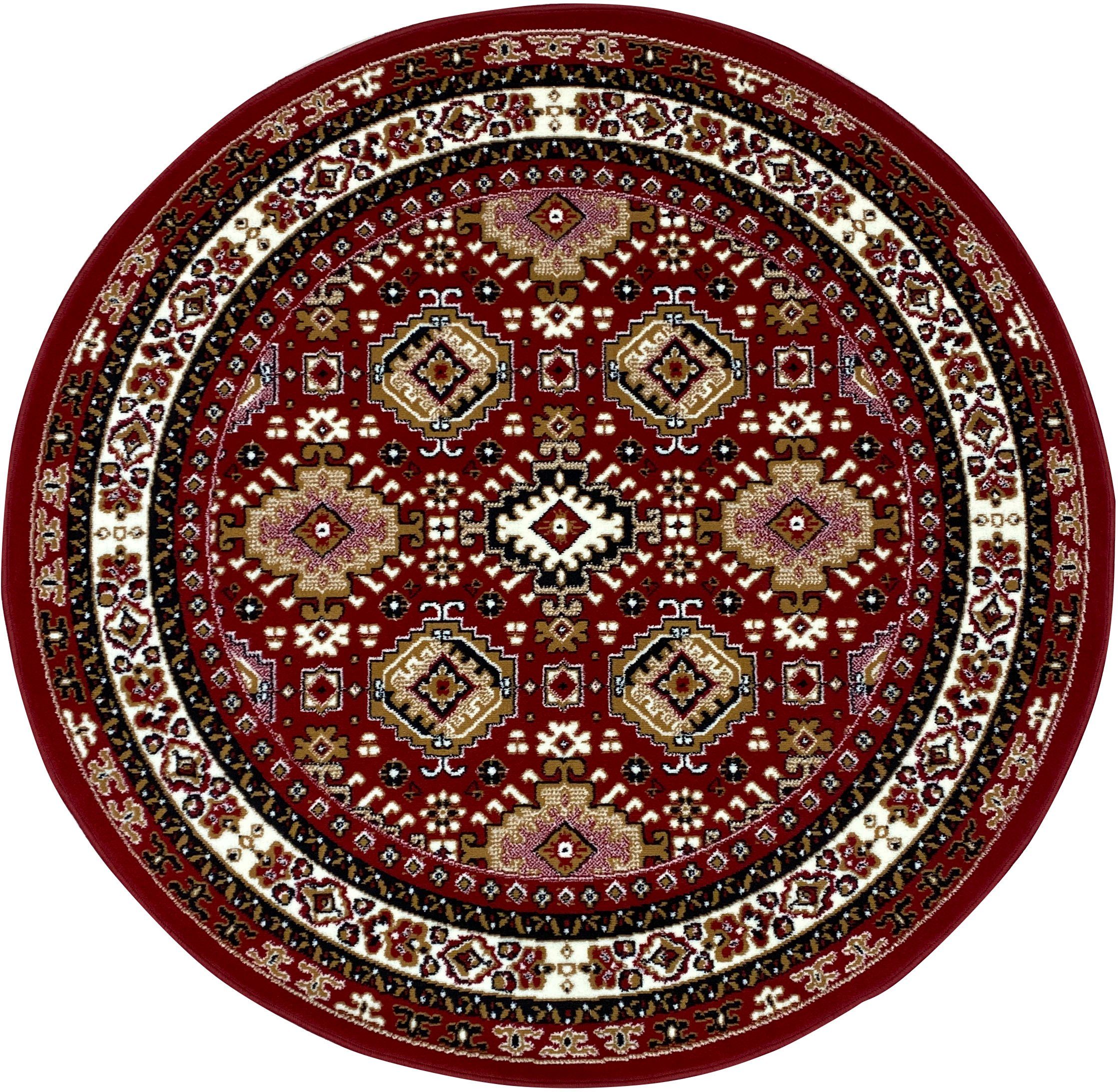 OTTO home Teppich Diantha, rund, Höhe: 7 mm, Orient-Optik, Teppich mit Bordüre, Kurzflor, elegant, weich