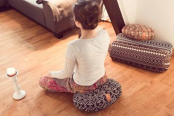 #DoYourSports Yoga Bolster Zafu Halbmondkissen Ganesh, 100% Baumwolle Bio Bioweizenschalenfüllung 45x30x14 Yoga Meditation