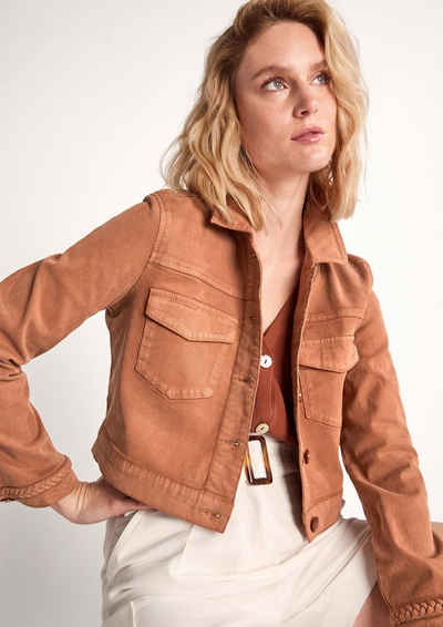 Comma Jeansjacke »Jacke aus Twill mit Farbeffekt« Waschung, Garment Dye, Zierborte