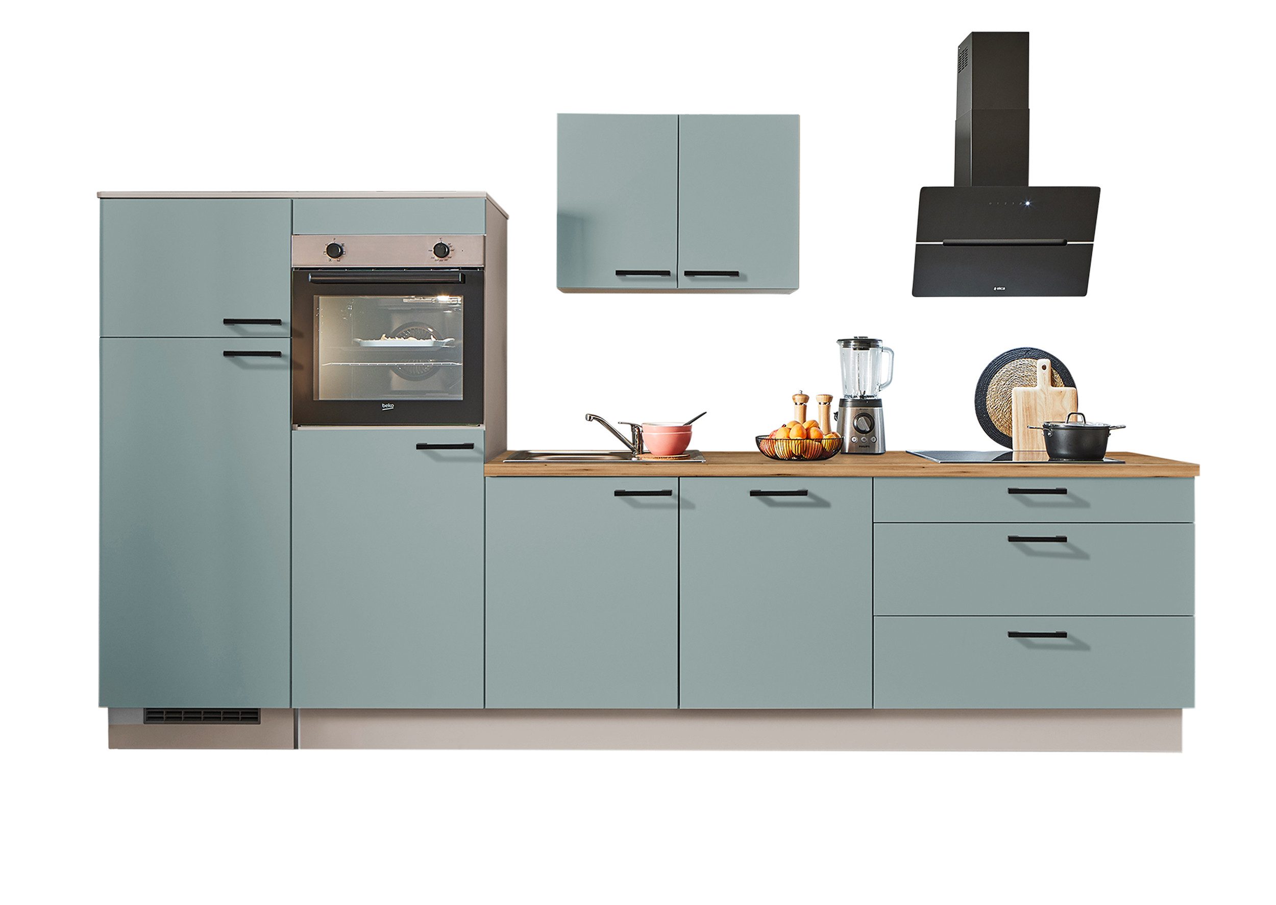 pino Küchenzeile Veas, individuell anpassbar, gratis Küchenplanung mit Profis, (Breite 310cm), vormontiert, wahlw. mit E-Geräten, Preis inkl. Lieferung