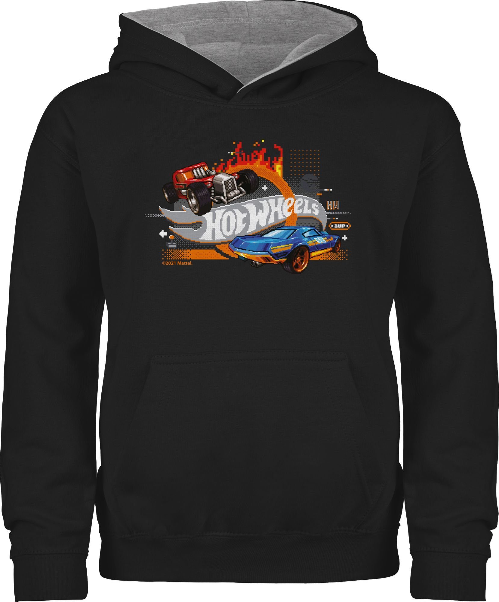 Shirtracer Hoodie 8-Bit Logo Hot Wheels Mädchen 2 Schwarz/Grau meliert