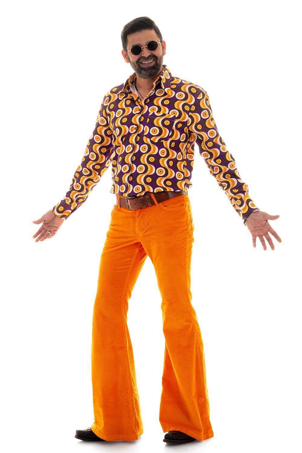 Schlaghose Herren Cord orange