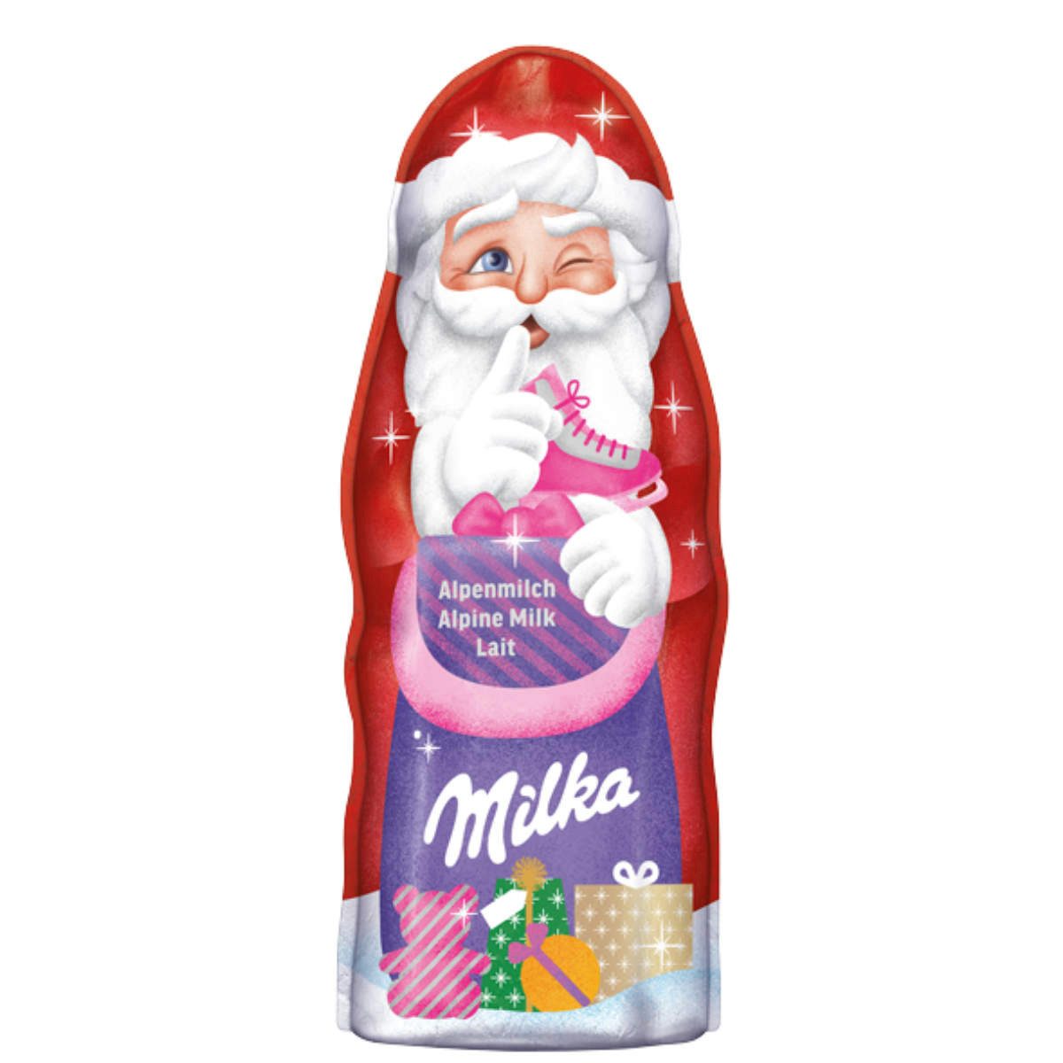 MILKA Schokolade, Milka Mein Lieblings Weihnachtsmann Alpenmilch Schokolade sortiert 90g