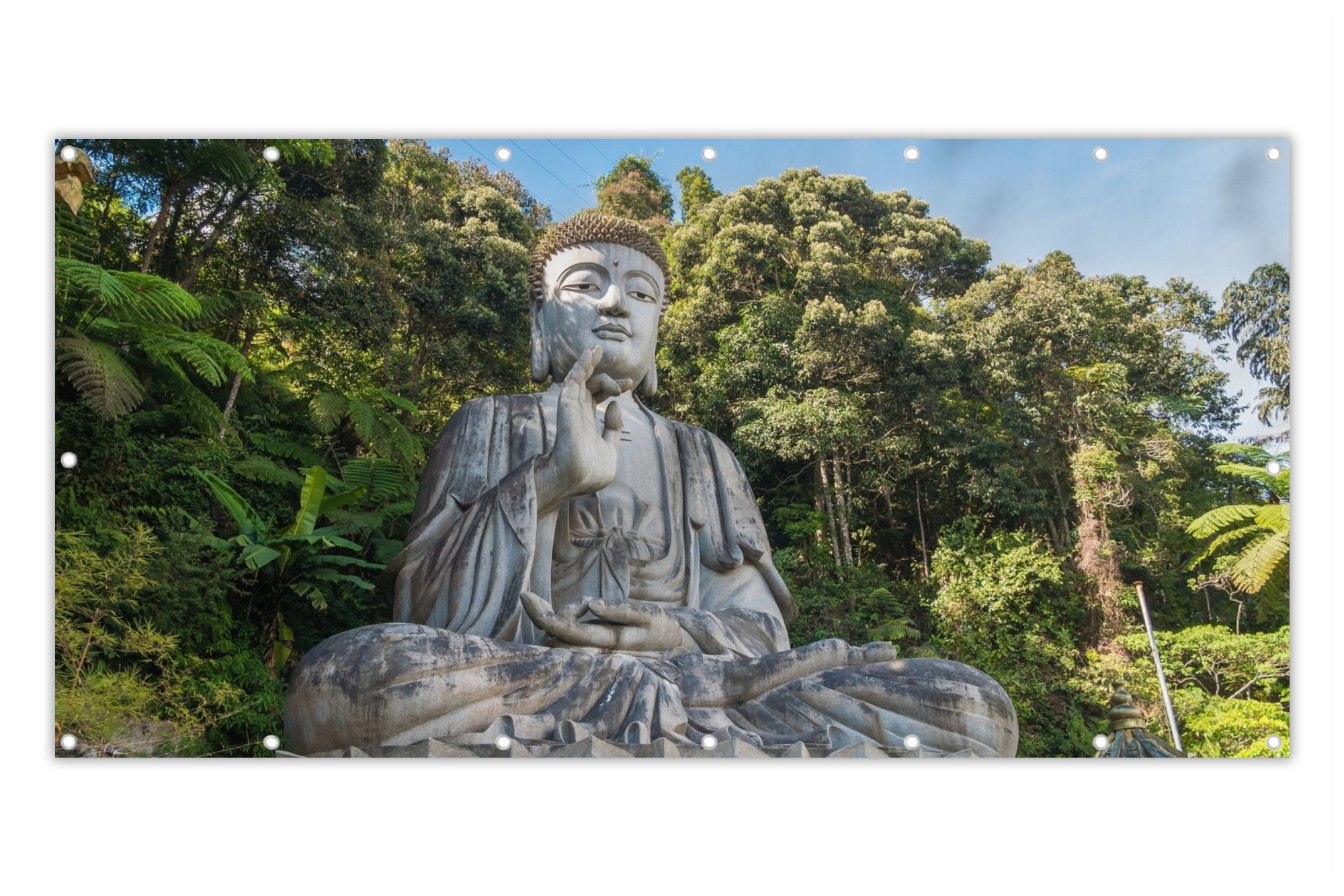 MuchoWow Balkonsichtschutz Buddha-Statuen - Dschungel - Buddha - Spiritualität - Meditation (1-St) Balkon Sichtschutz 90x200, Windschutz für Zaun PVC, 200x90 cm