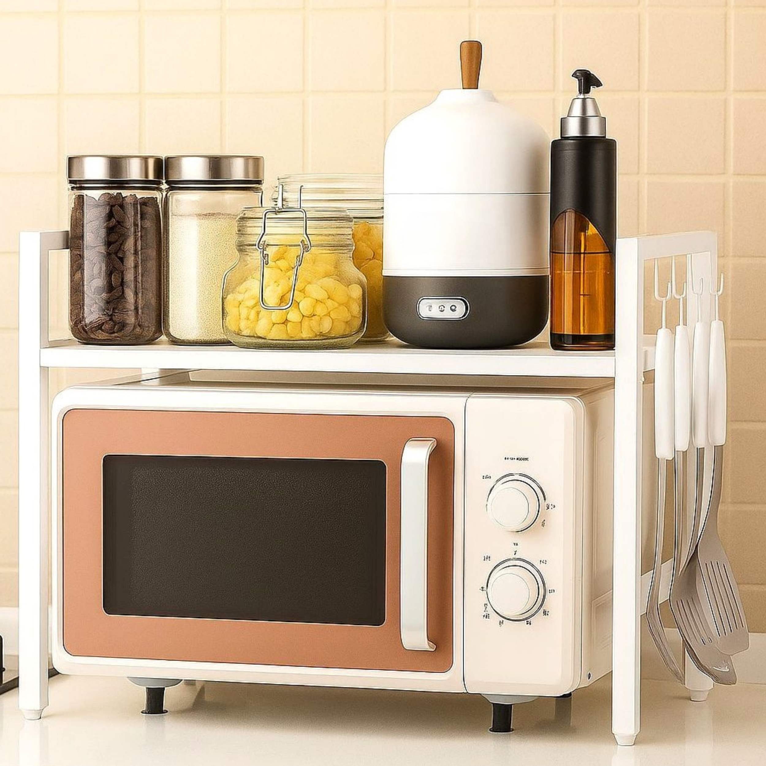 DanDiBo Küchenregal Verstellbares Mikrowellenregal Weiß 2 - 3 Stufig 40-64 günstig online kaufen