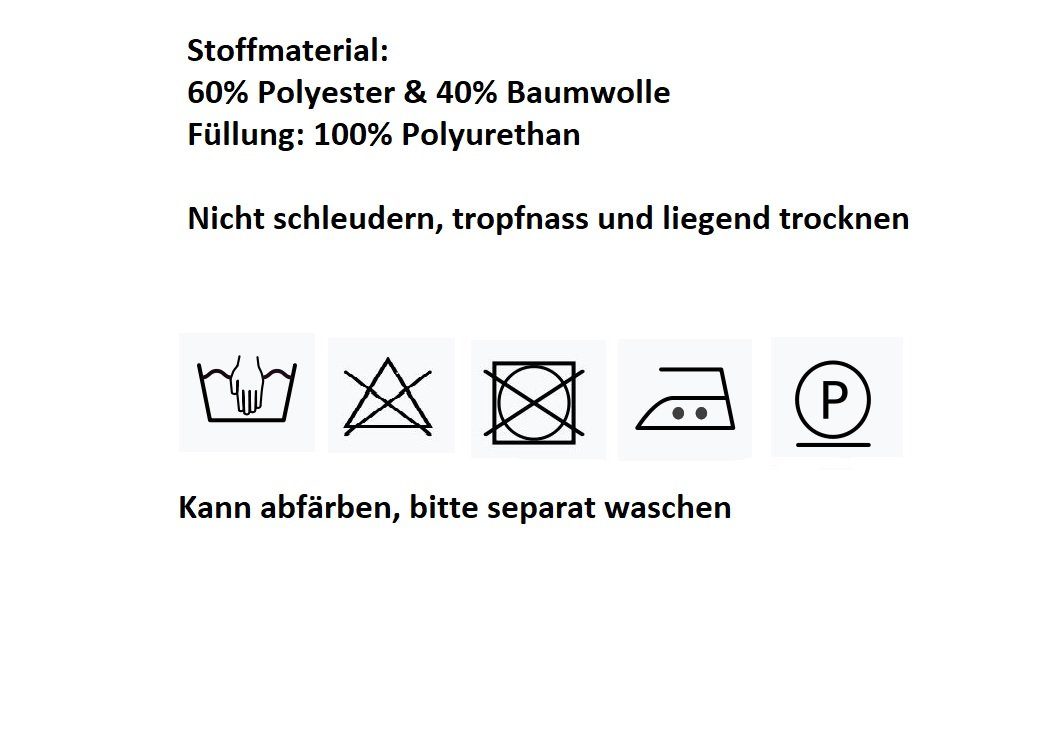 dick, Schleifenband extra Auflage extra robust Stuhlkissen dick, Vier Stuhlauflage Polster anthrazit Stuhl Bonvionn