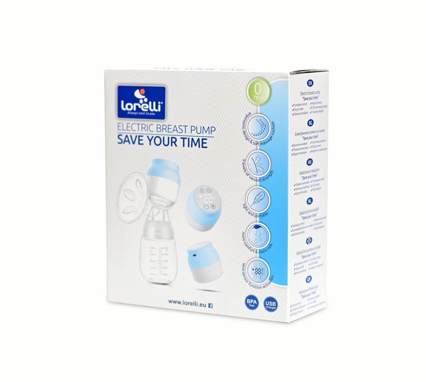 Lorelli Elektrische Milchpumpe elektrische Milchpumpe Save your time, LED-Anzeige 9 Pumpstärken Flasche