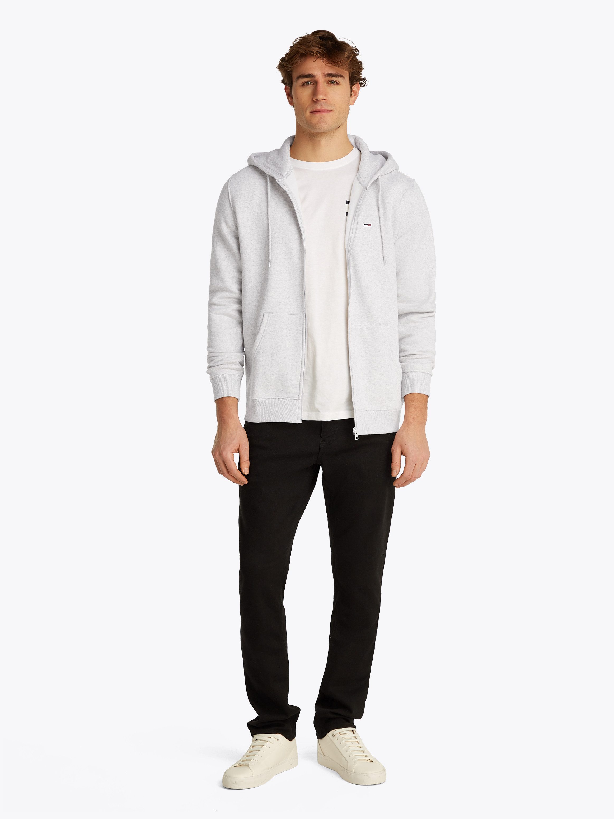 Tommy Jeans Sweatshirt TJM REG S FLAG ZIP FLEECE THRU mit bestickten Markenlogo auf Brusthöhe