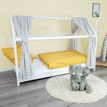 Puckdaddy GmbH Betthimmel Vorhang-Set Svea (146x298cm) mit Chevron-Muster (2x Vorhang für Hausbett)