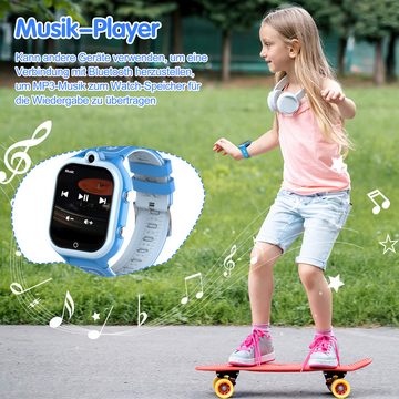 Tisoutec Kinder Smartwatch Telefon,Anrufe,Nachrichten,SOS-Funktion, (1.85 cm) Smartwatch (1.85 cm) Touchscreen Kinder Smartwatch,Smartwatch Telefon für Kinder - 4G