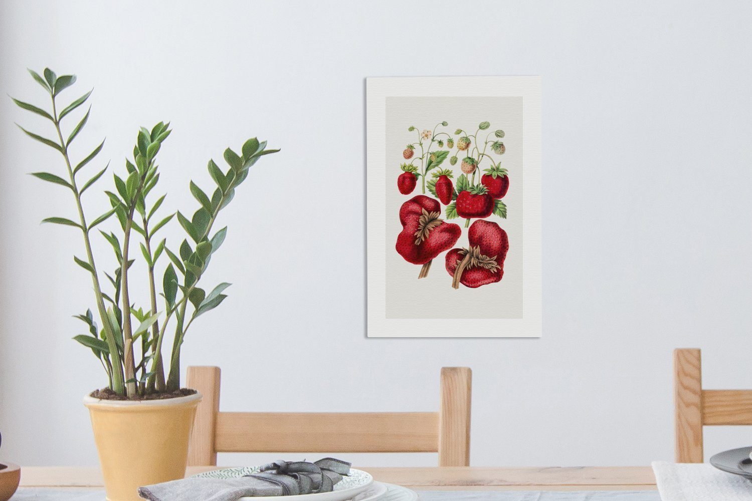 - bespannt (1 20x30 fertig Leinwandbild inkl. - Leinwandbild Erdbeeren OneMillionCanvasses® cm St), Gemälde, Obst, Zackenaufhänger, Lebensmittel