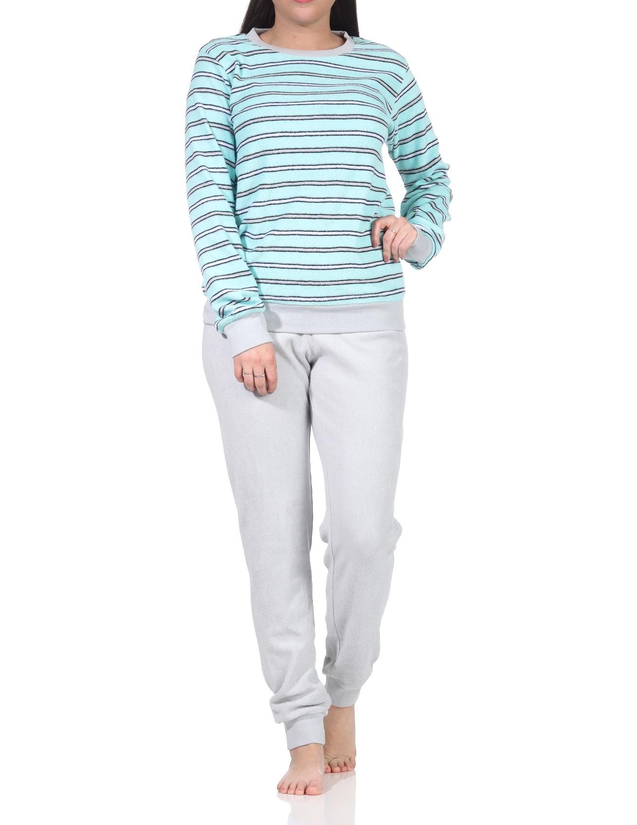 RELAX by Normann Pyjama Damen Frottee Schlafanzug mit Bündchen - auch in Übergrößen