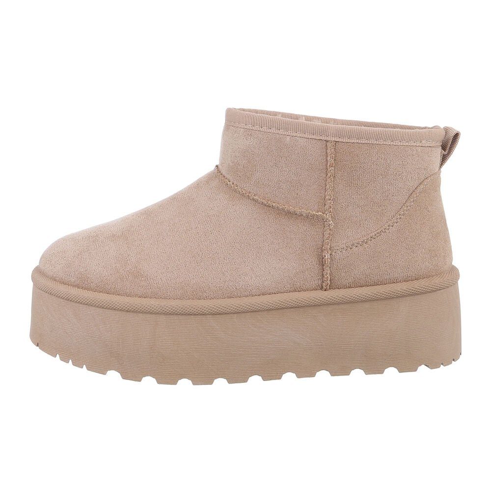 Ital-Design Damen Snowboots Freizeit Snowboots Plateaustiefeletten Snowboots (84338259) Flach Plateaustiefeletten in Hellbraun