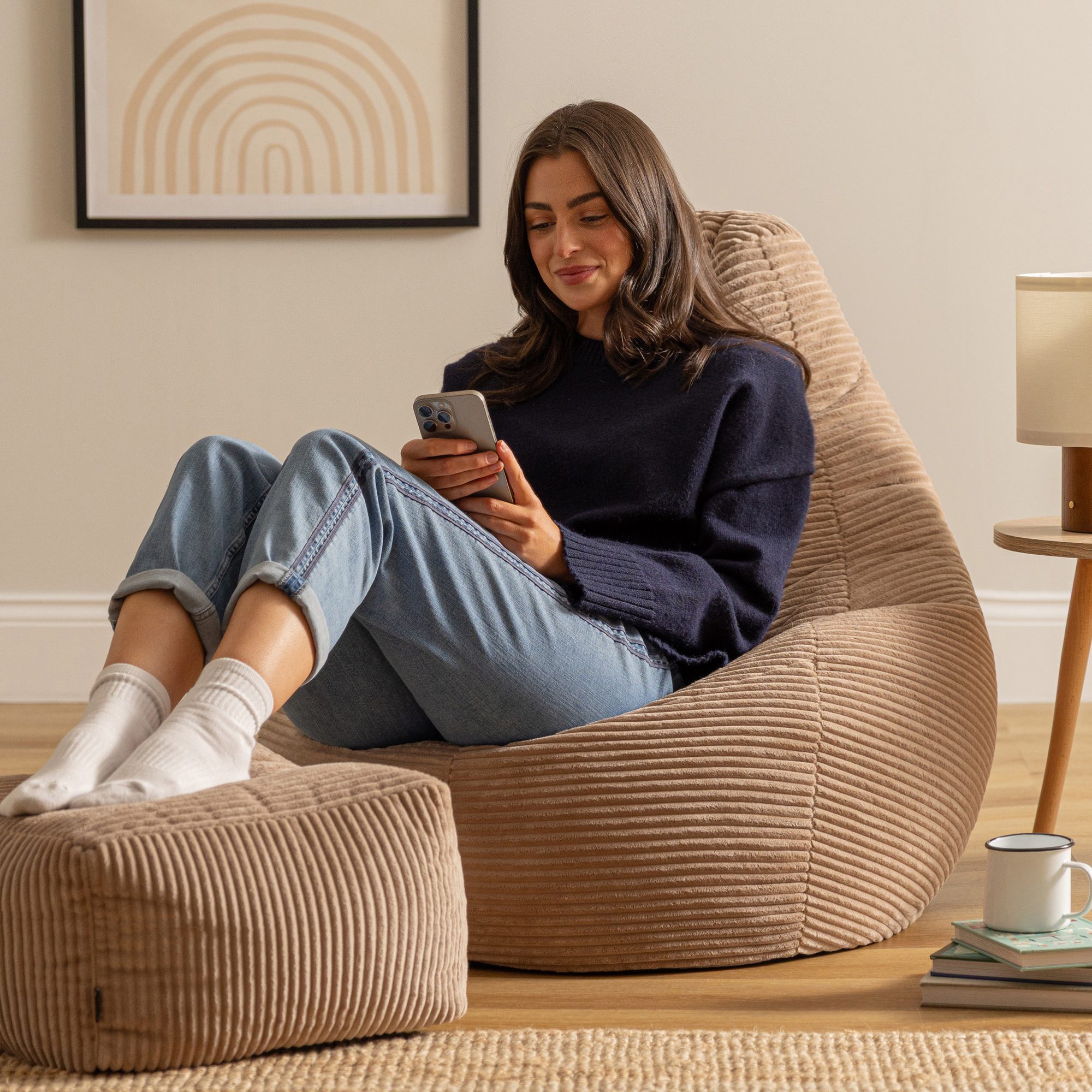 icon Sitzsack Sessel mit Liege aus Cord „Dalton“ mit Hocker (Spar-Set, 1 x günstig online kaufen