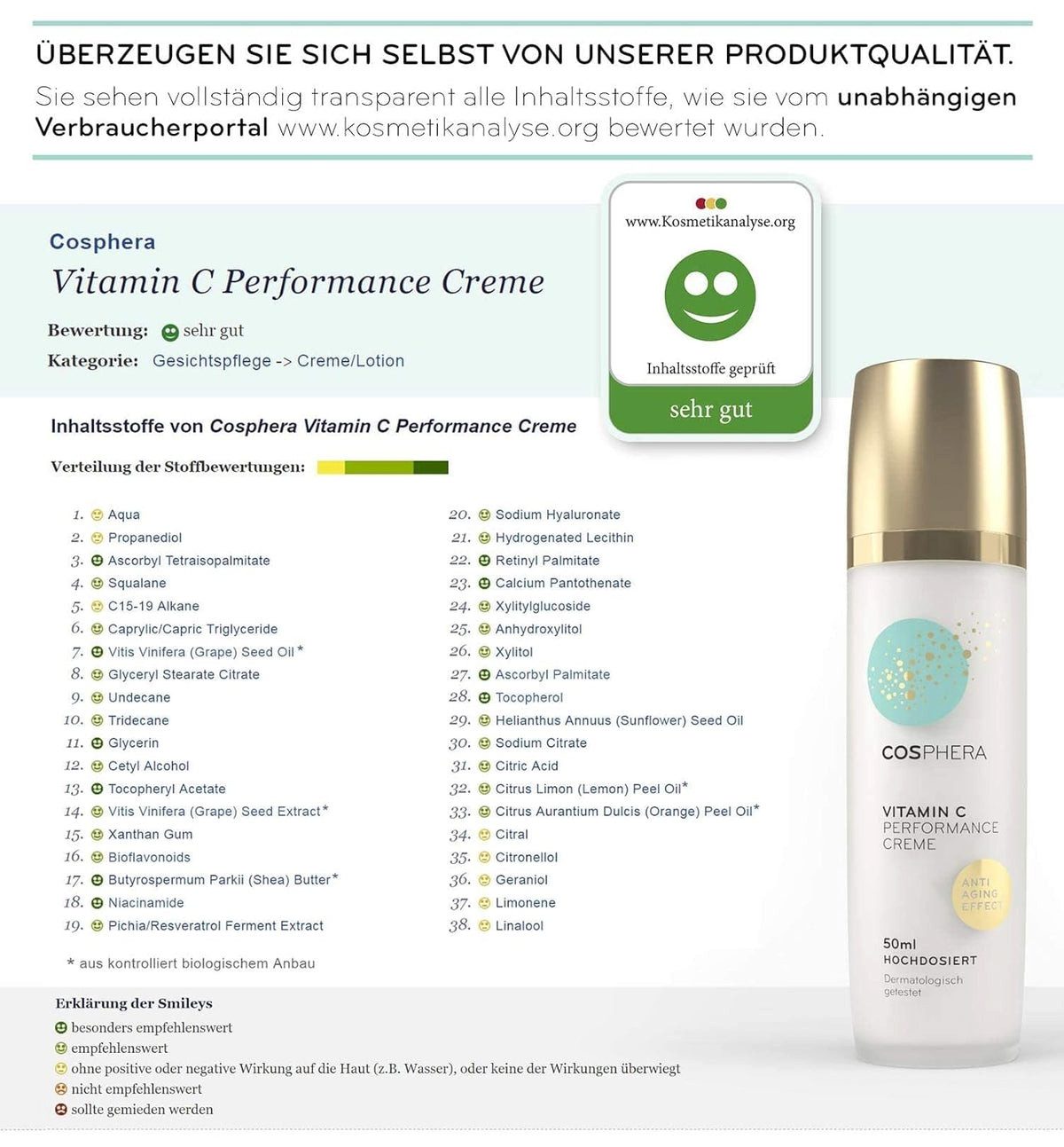 Cosphera Cosphera Vitamin C Performance Creme Creme, 1 er 50 ml