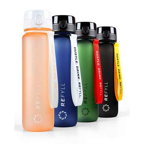 REFYLL Trinkflasche Sport-Trinkflasche 1L "Go" Mit Fruchteinsatz, BPA-Frei, Soft Touch, Tritan I Fitness Trinkflasche I Wasserflasche für Sport