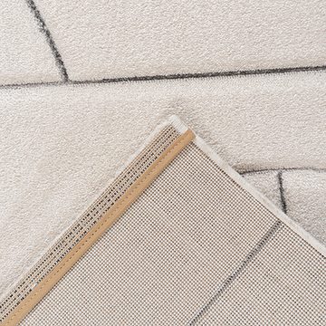 Teppich Wohnzimmer Teppich mit Strichmuster in Beige, TeppichHome24, rechteckig, Höhe: 13 mm