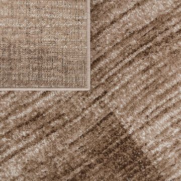 Teppich Moderner Wohnzimmer Teppich Braun Beige Meliert Karo Design Kurzflor, TT Home, Läufer, Höhe: 13 mm