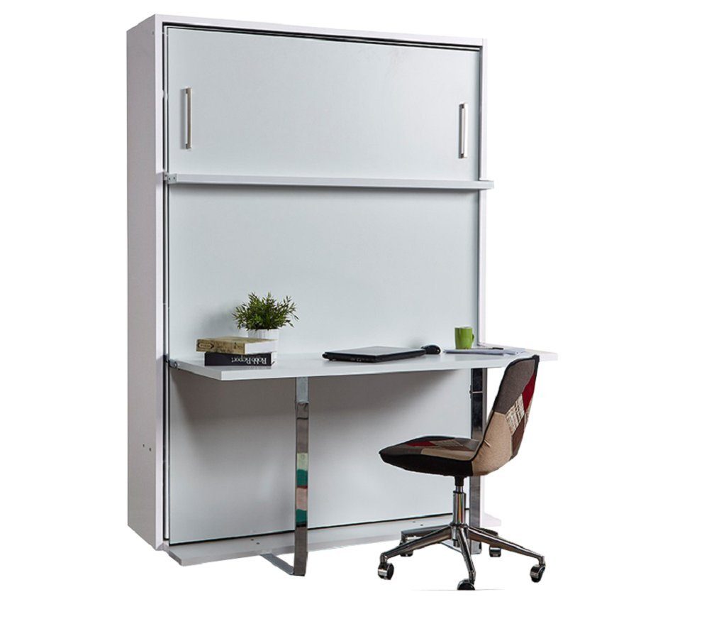 Multimo Schrankbett DOUBLE Wandbett / Schrankbett mit Schreibtisch, 140x190 cm inkl. Lattenrost