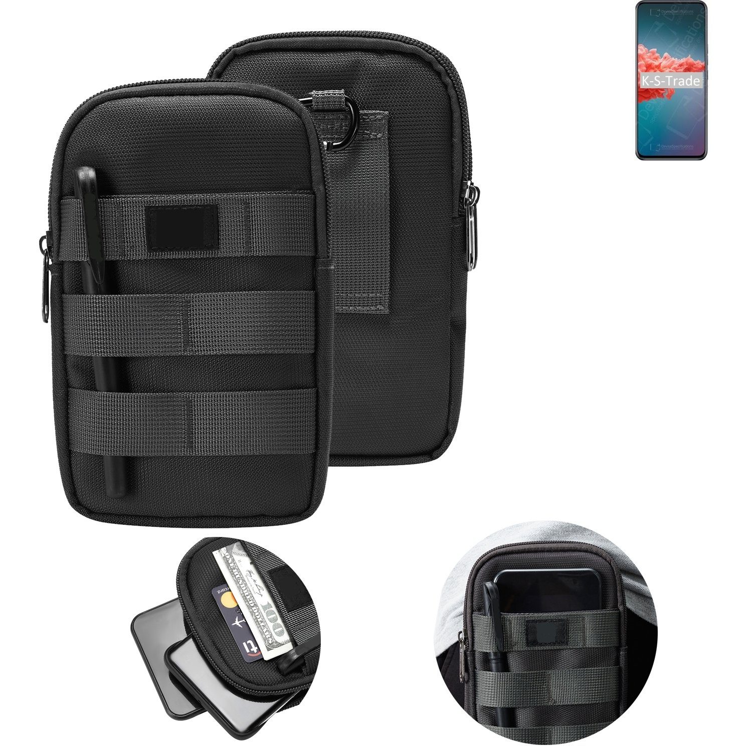 K-S-Trade Handyhülle für Xiaomi Redmi 9 India, Holster Gürtel Tasche Handy Tasche Schutz Hülle dunkel-grau viele