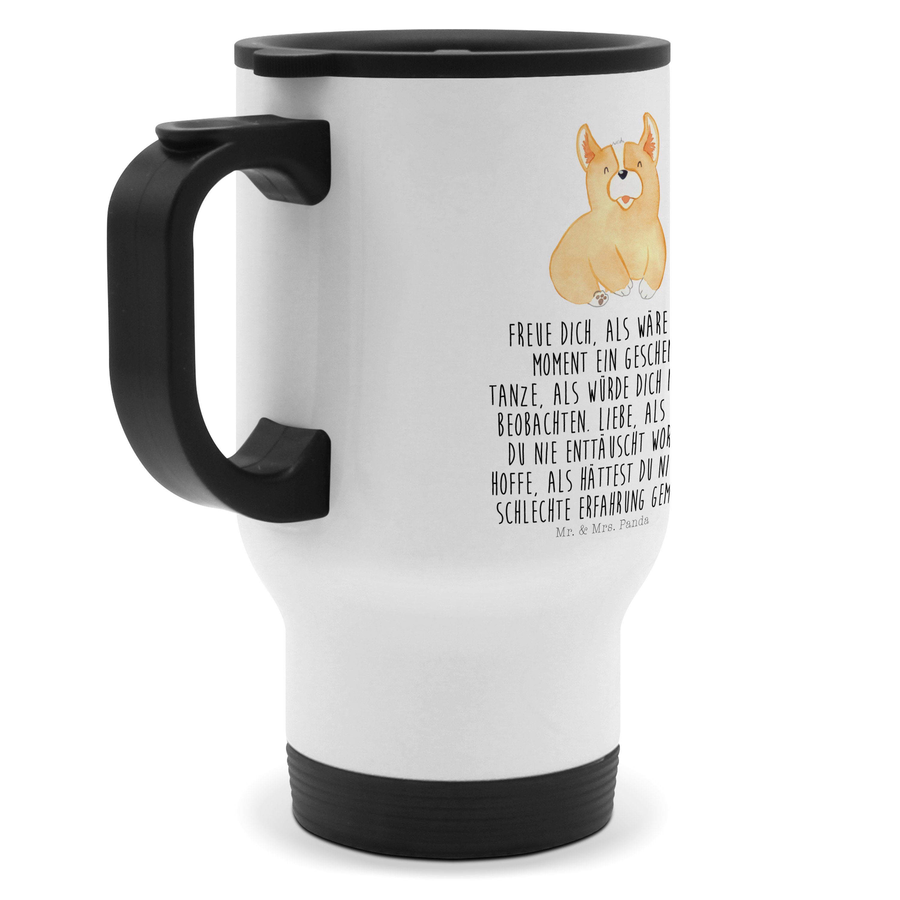 Mr. & Mrs. Edelstahl Tasse Weiß Thermobecher Panda mit - Geschenk, Kaffeetass, Deckel, - Corgie Hundebesitzer