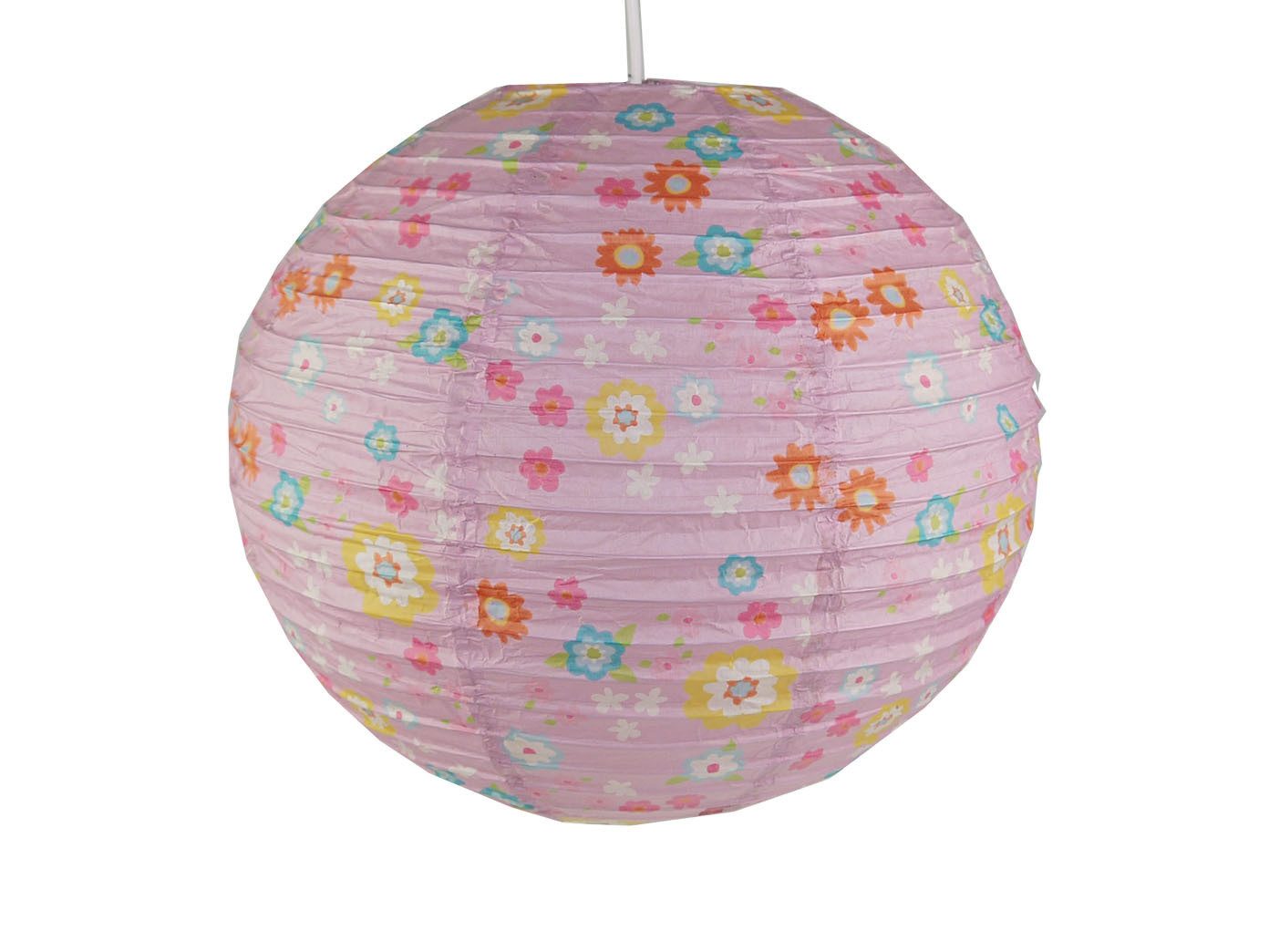 niermann Pendelleuchte Lampenschirm Papier Blumen-Motiv Ø 40cm, ohne Leuchtmittel, Papier-Lampe mit Kugel Lampenschirm mit Blumen-Motiv für Kinderzimmer