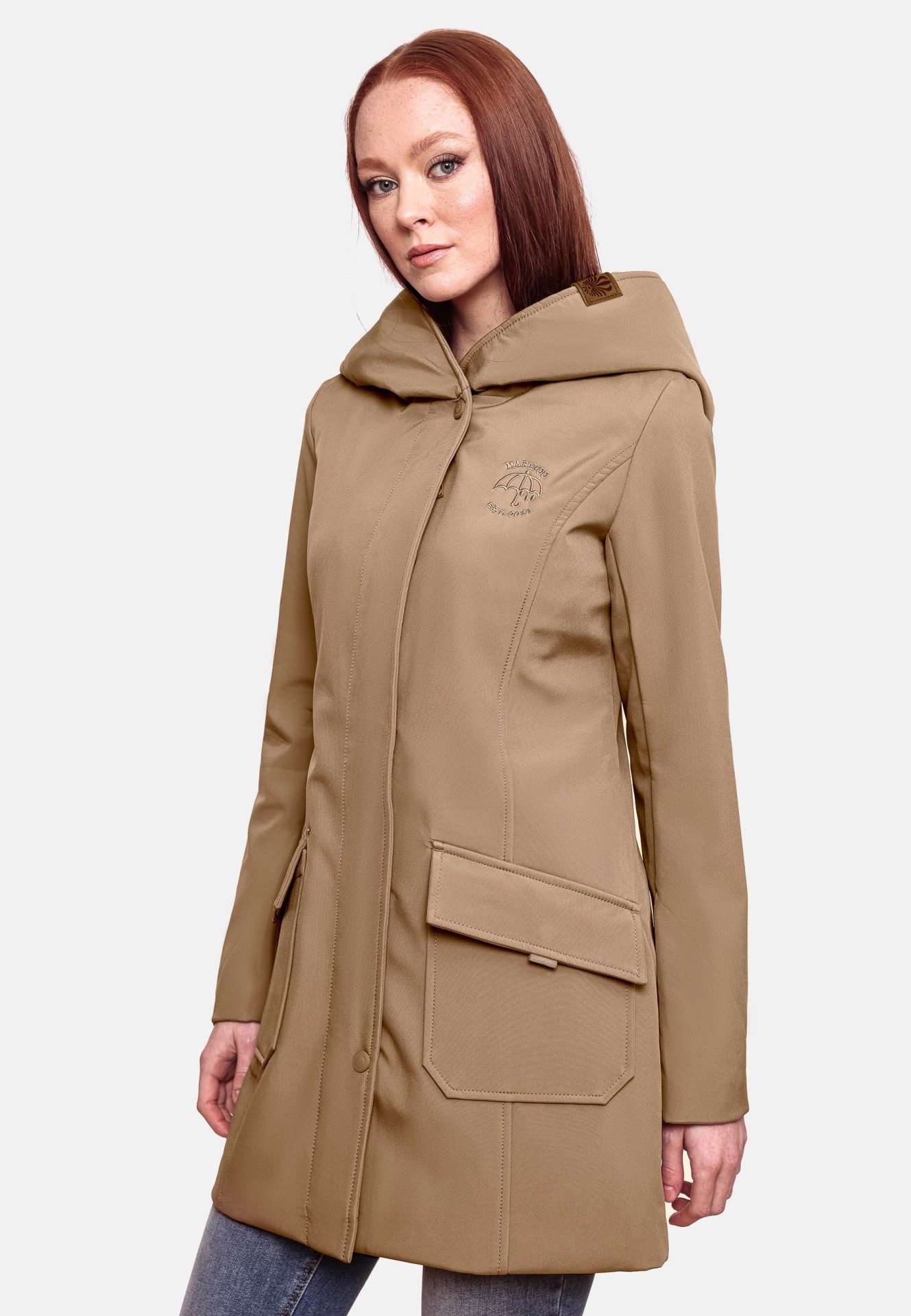 Marikoo Softshelljacke Softshelljacke Mayleen – Damen Übergangsjacke mit Kapuze und Taillierter Schnitt, hoher Tragekomfort und stilvolle Details