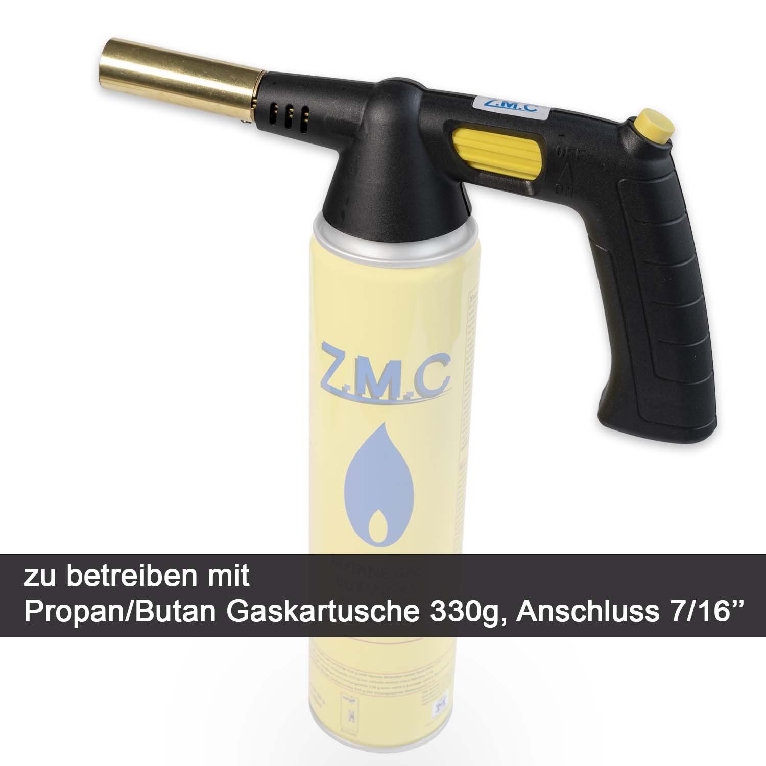 ZMC Flambierbrenner Gasbrenner Gaskartuschen (automatische Bunsenbrenner 2x Kohleanzünder Lötlampe Lötbrenner Flammenleistung Piezo-Zündung einstellbare 330g, + Lötpistole), Grillanzünder Gasbrenneraufsatz / Flammspritzpistole