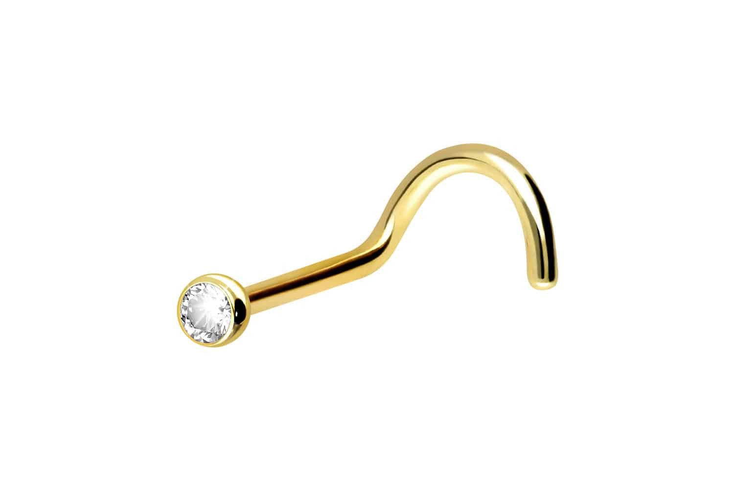 Nasenpiercing 18 Karat Gold Nasenstecker Spirale DIAMANT