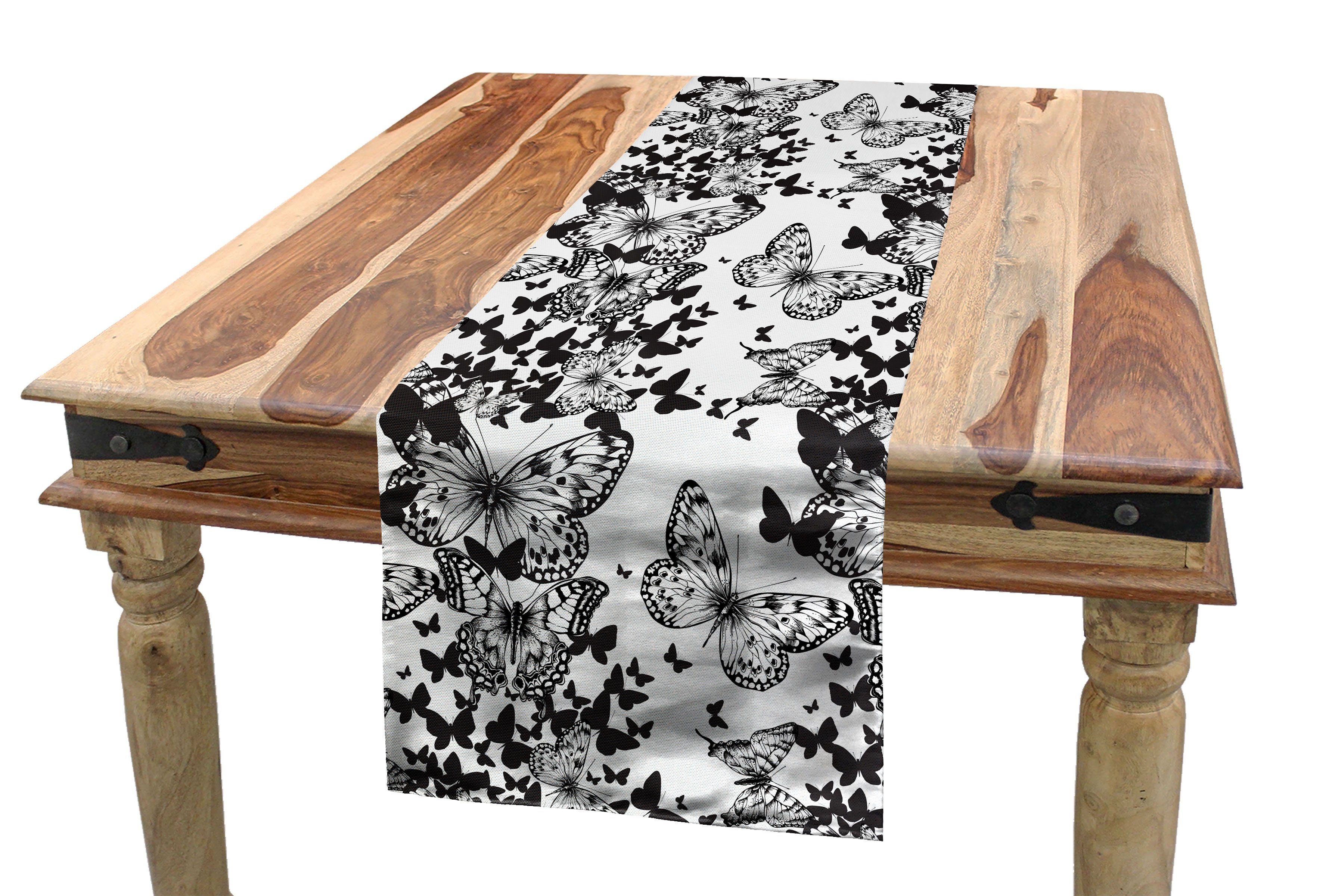 Abakuhaus Tischläufer Esszimmer Küche Rechteckiger Dekorativer Tischläufer, Abstrakt Schmetterlings-Motiv