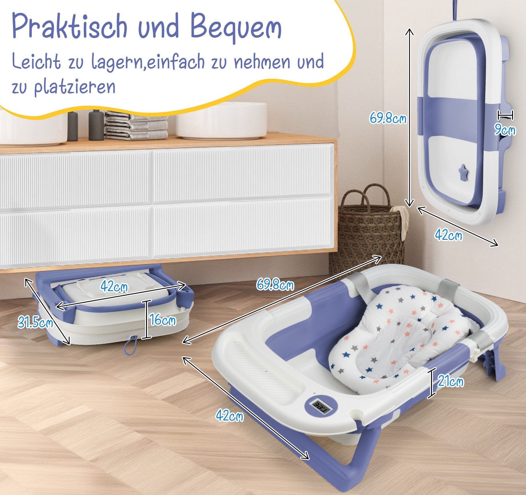ElitVita Babybadewanne Twistshake Baby Badewanne, Faltbare, mit Babypflege- günstig online kaufen