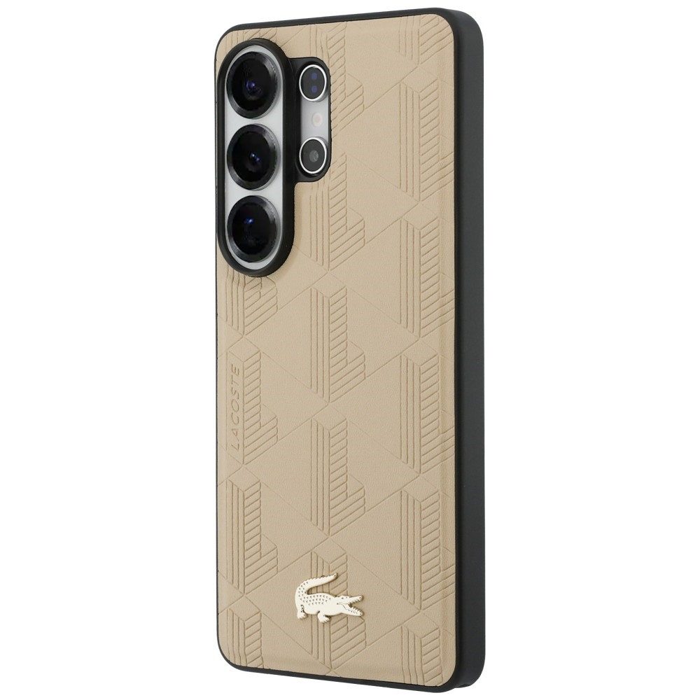 Lacoste Handyhülle Galaxy S26 Ultra Kunstleder beige MagSafe Logo goldfarbig 6,9 Zoll, Kantenschutz