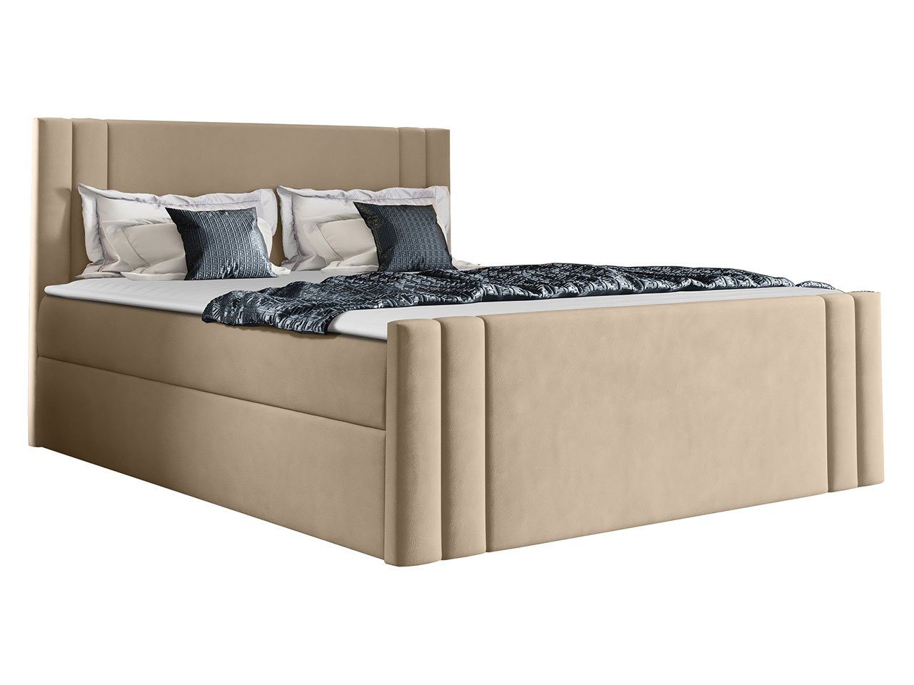 MIRJAN24 Boxspringbett Carmen (Kopfteil, Fußteil, Matratze, Topper), Bettgestell mit 2 Bettkästen, Polsterbett