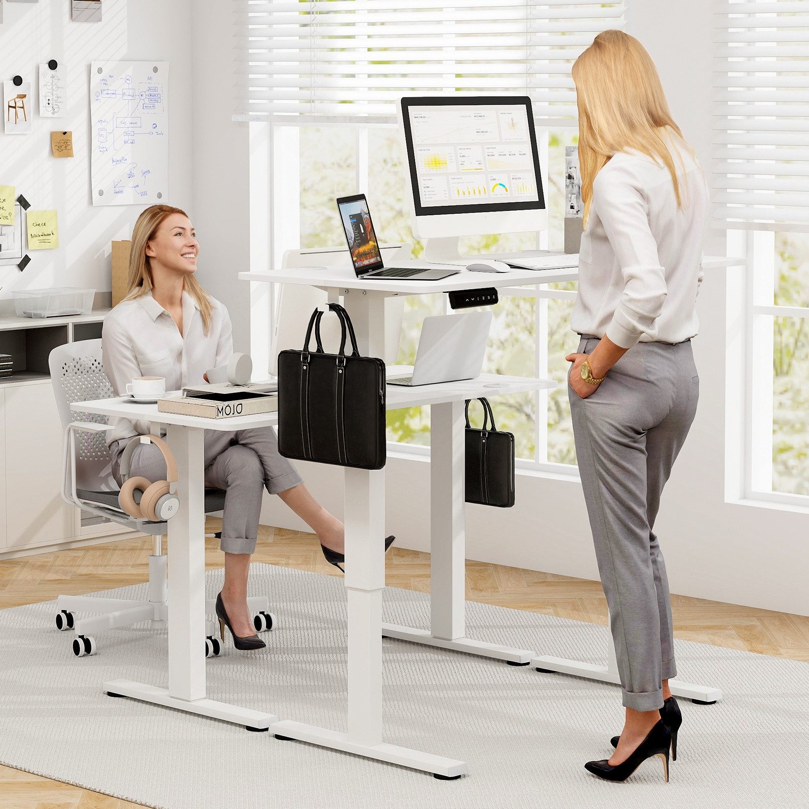 COSTWAY Schreibtisch, 73–122cm höhenverstellbar mit Memory günstig online kaufen