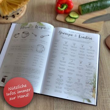 Kreative Feder Notizbuch Rezeptbuch "Meine liebsten Rezepte", DIY Kochbuch für eigene Rezepte Hardcover DIN A4