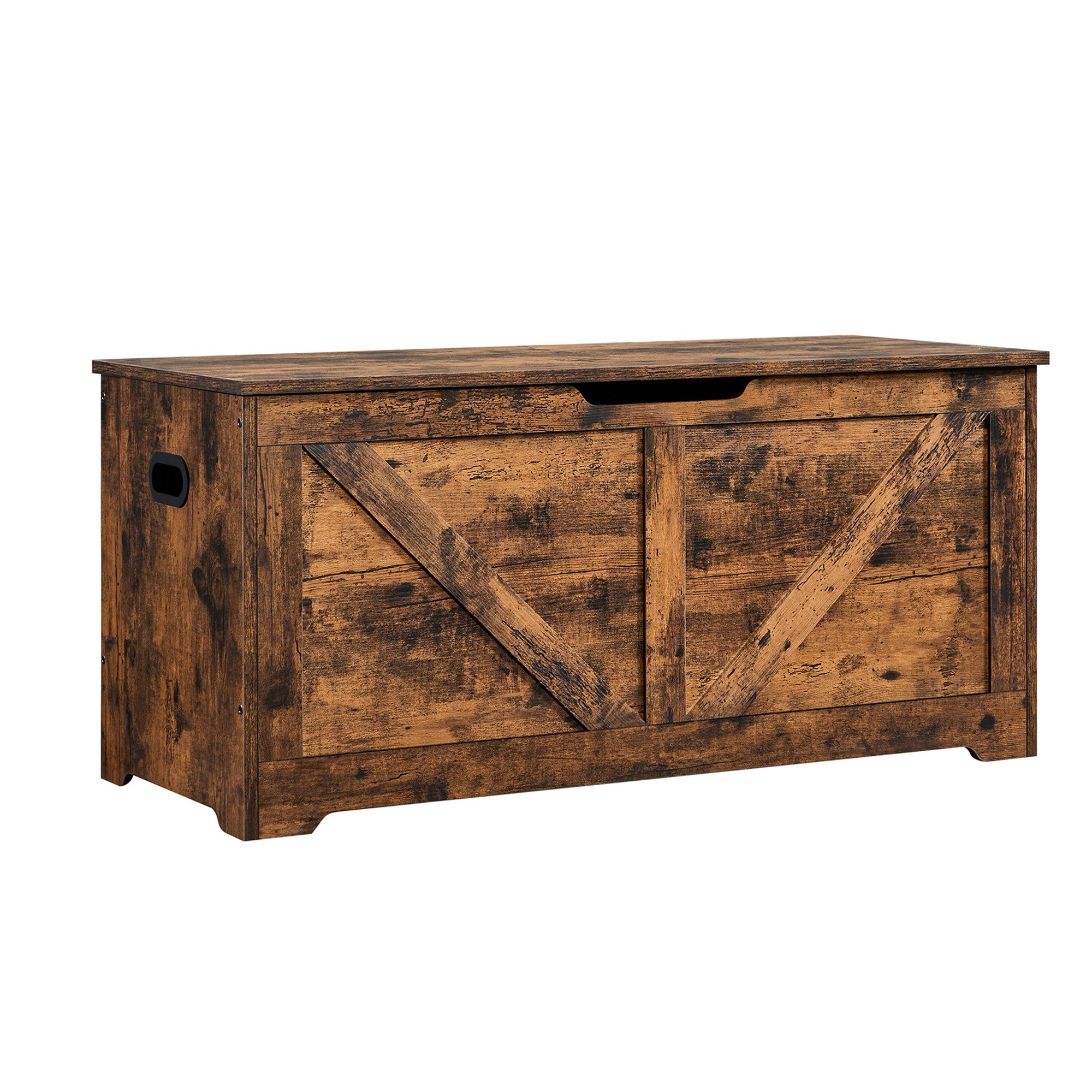 VASAGLE Sitzbank Schuhbank, mit Stauraum, Sitztruhe, 2 Sicherheitsscharniere, Aufbewahrungsschrank, 100 x 40 x 46,4 cm, Landhausstil