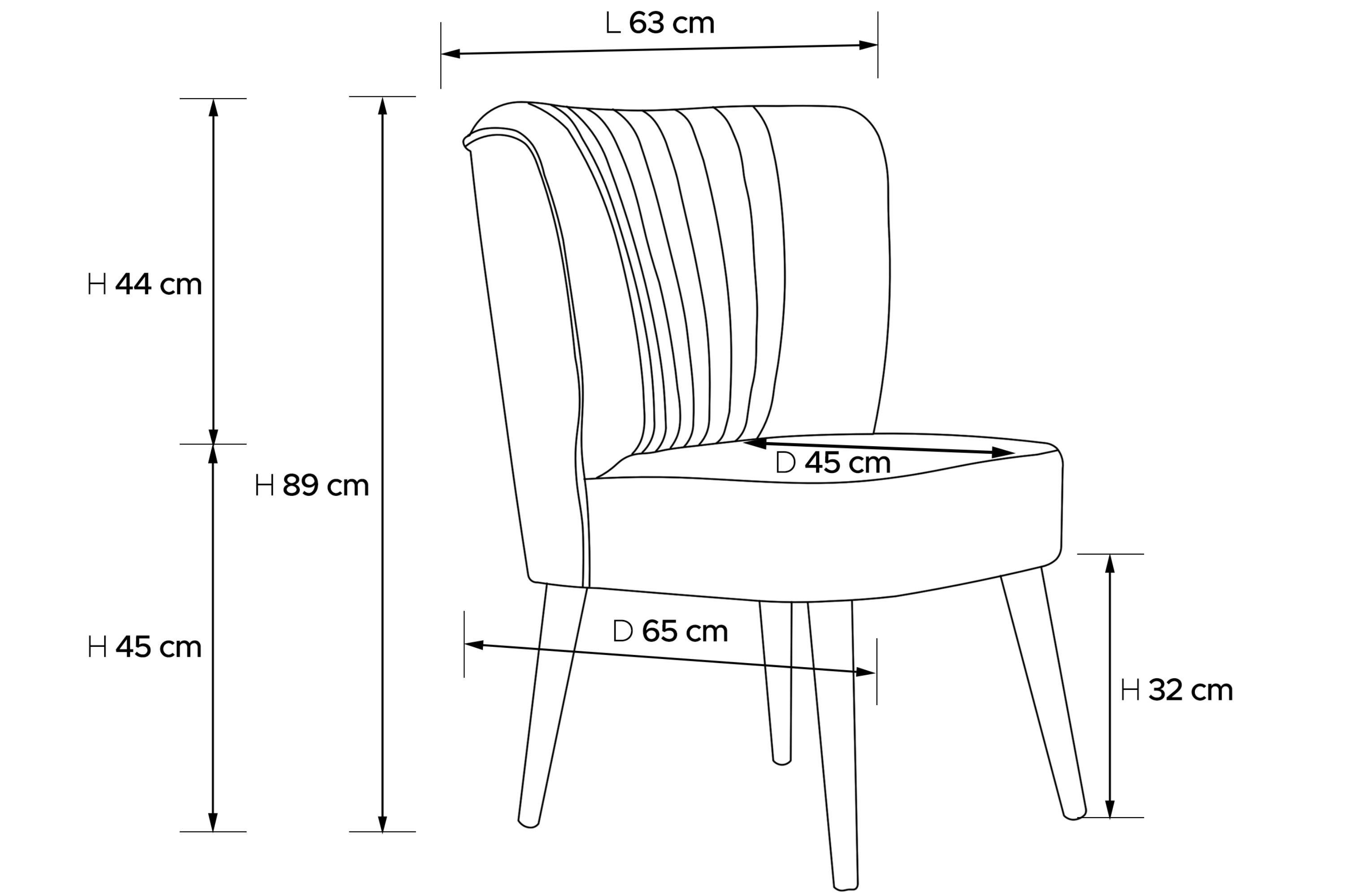 gebeizter DUCO (1-St), auf Beinen Buchenholz aus der an Ziernaht graphit/Eiche Konsimo Eiche graphit Sessel Cocktailsessel hohen | Rückenlehne,