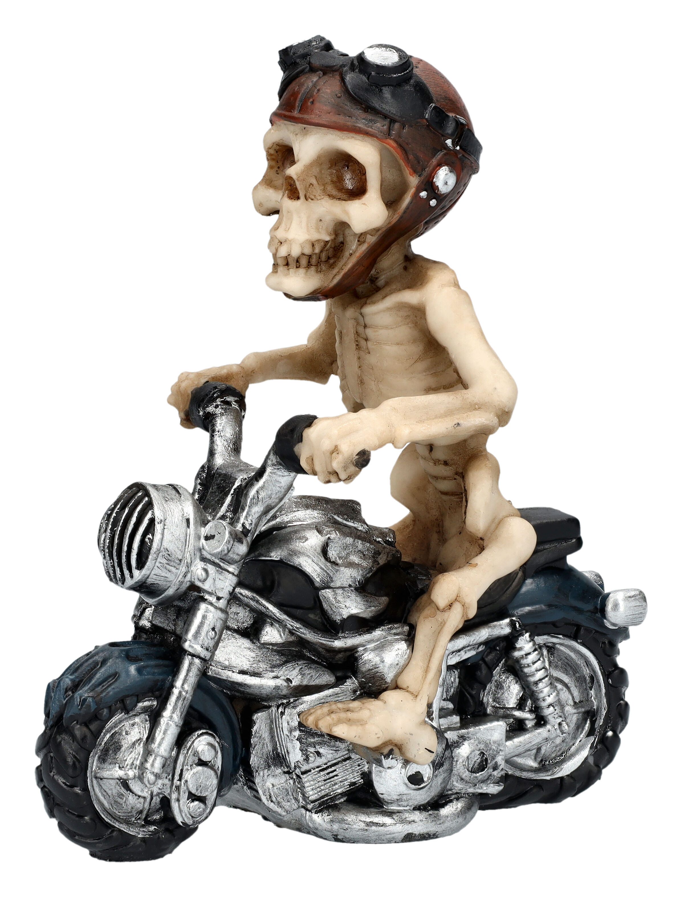 Figuren Shop GmbH Dekofigur Skelettfigur auf Motorrad - Skelecruiser - Skelett Dekofigur Biker