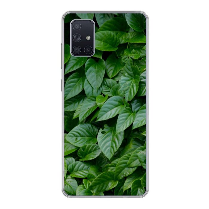 MuchoWow Handyhülle Grüne Blätter Phone Case Handyhülle Samsung Galaxy A71 Silikon Schutzhülle