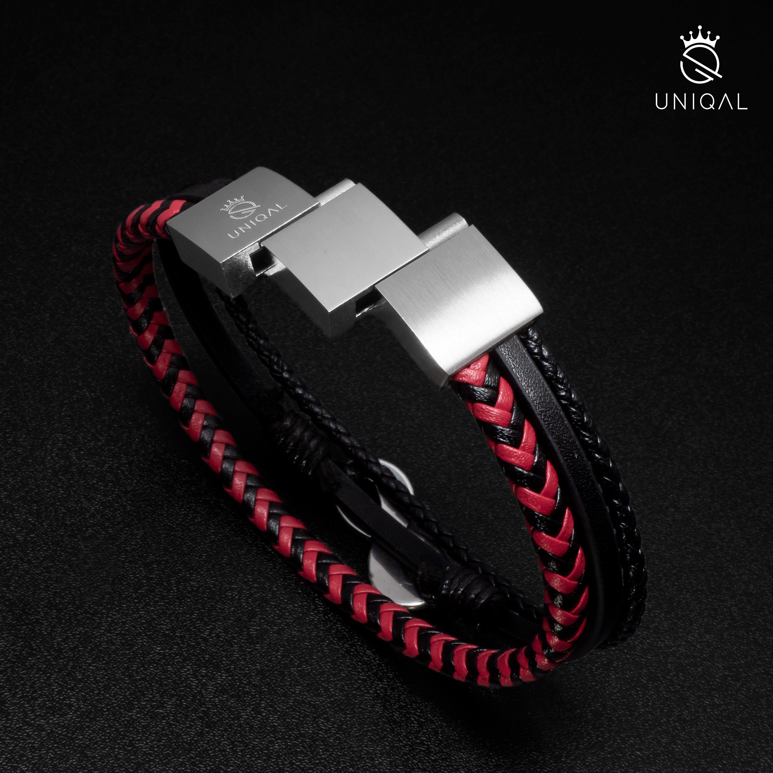 UNIQAL.de Armband Magnetverschluss – Stylische Armbänder mit Verlängerung (Echtes Leder & Edelstahl, – handgefertigt, minimalistisch, Rock Gitarre & Infinity Design), – Unisex Armband als Geschenkidee für Damen & Herren