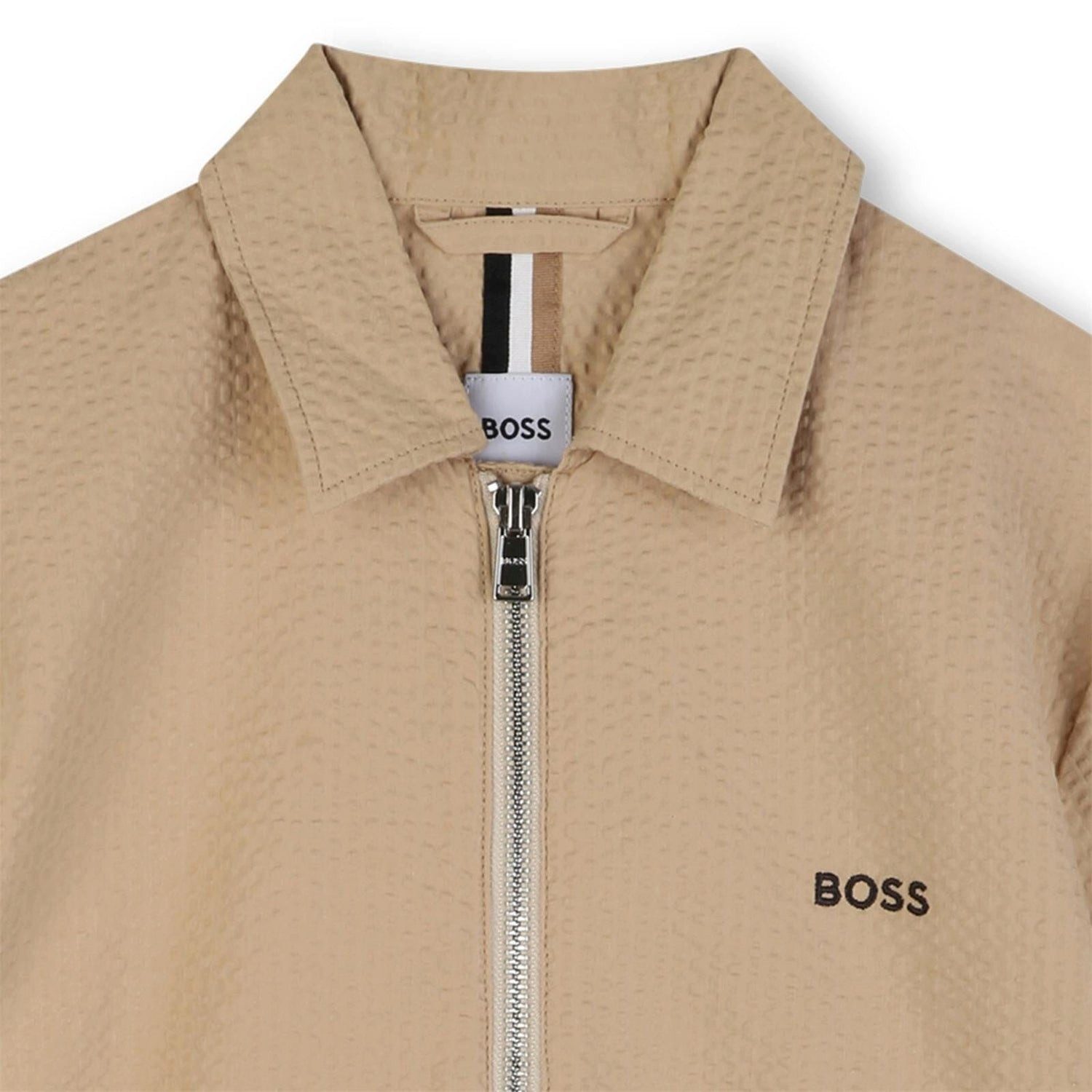 Boss Kidswear Kurzarmhemd BOSS Kidswear kurzärmeliges Seersucker-Hemd beige