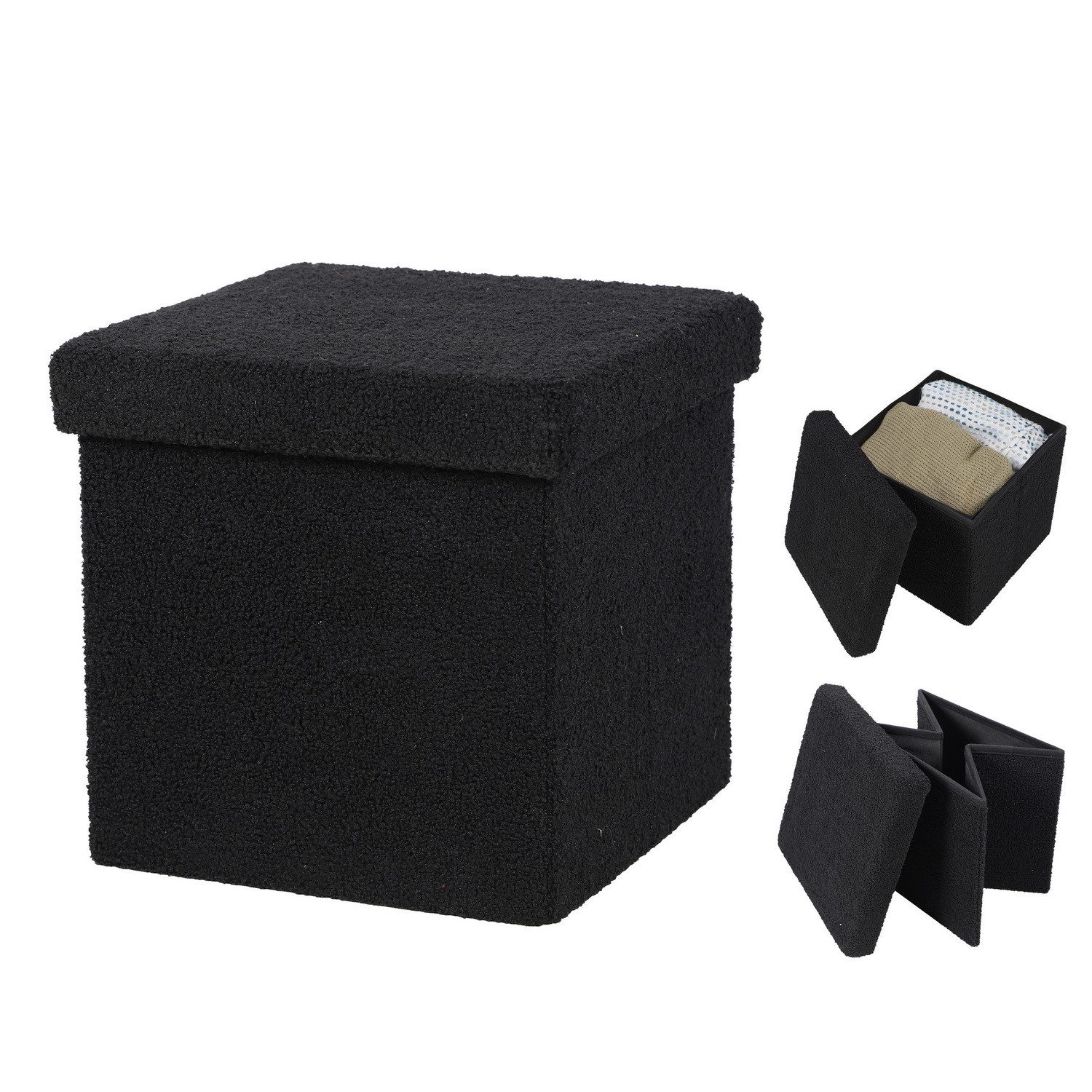 Urban Living Sitzwürfel Sitz-Box mit Stauraum "TEDDY" Aufbewahrungsbox Lager-Box, gepolsterte Sitzfläche für bequemen Sitz