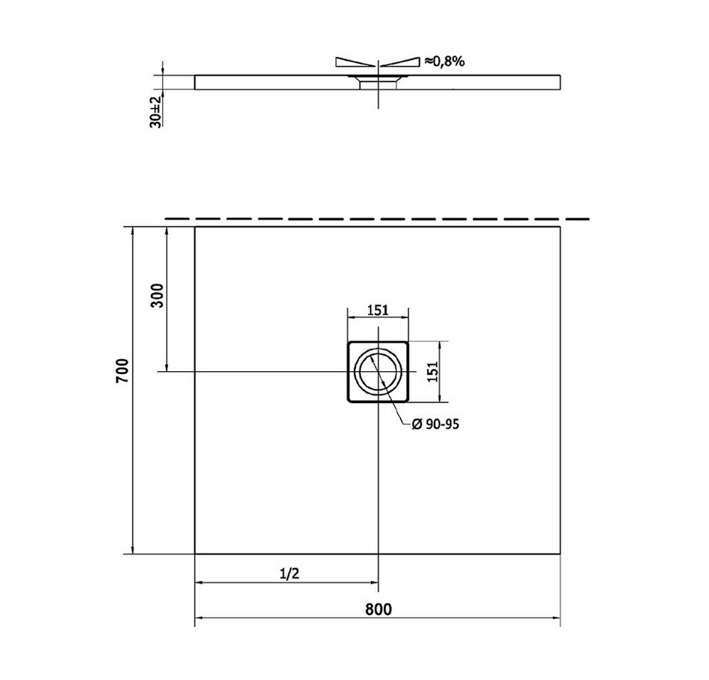 Thumbnail - HAK Duschwanne FLEXIA Duschwanne, Rechteck, Mineralguss, 80x70x3 cm
