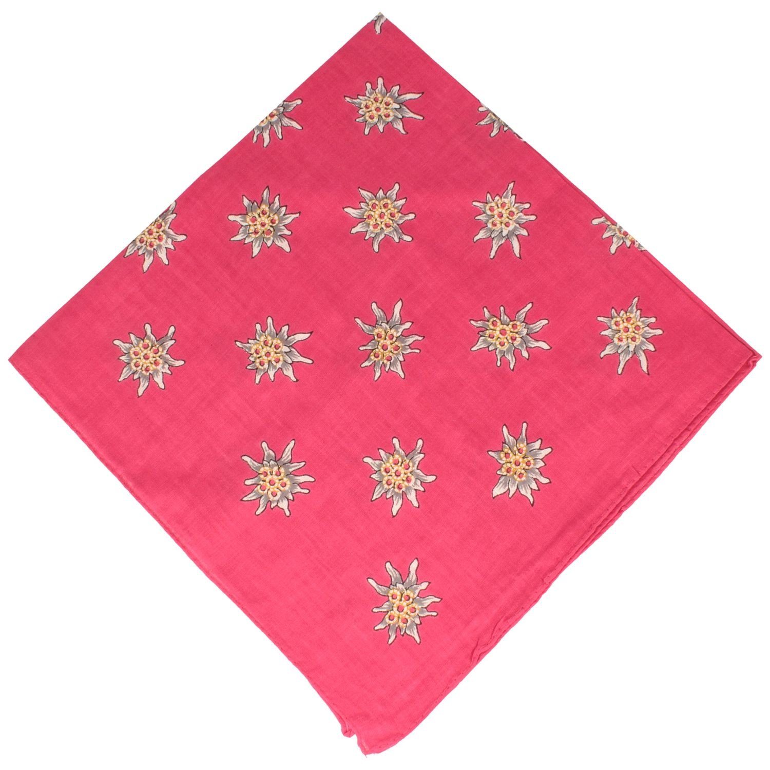 Breiter Nickituch, Tracht aus Baumwolle mit Edelweiß 54 pink