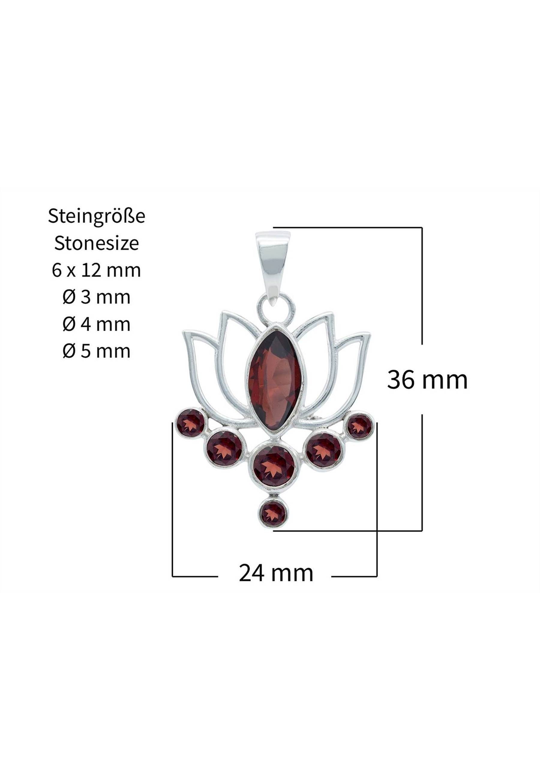 SilbermitGranat mantraroma Kette Anhänger mit facettiert 925er